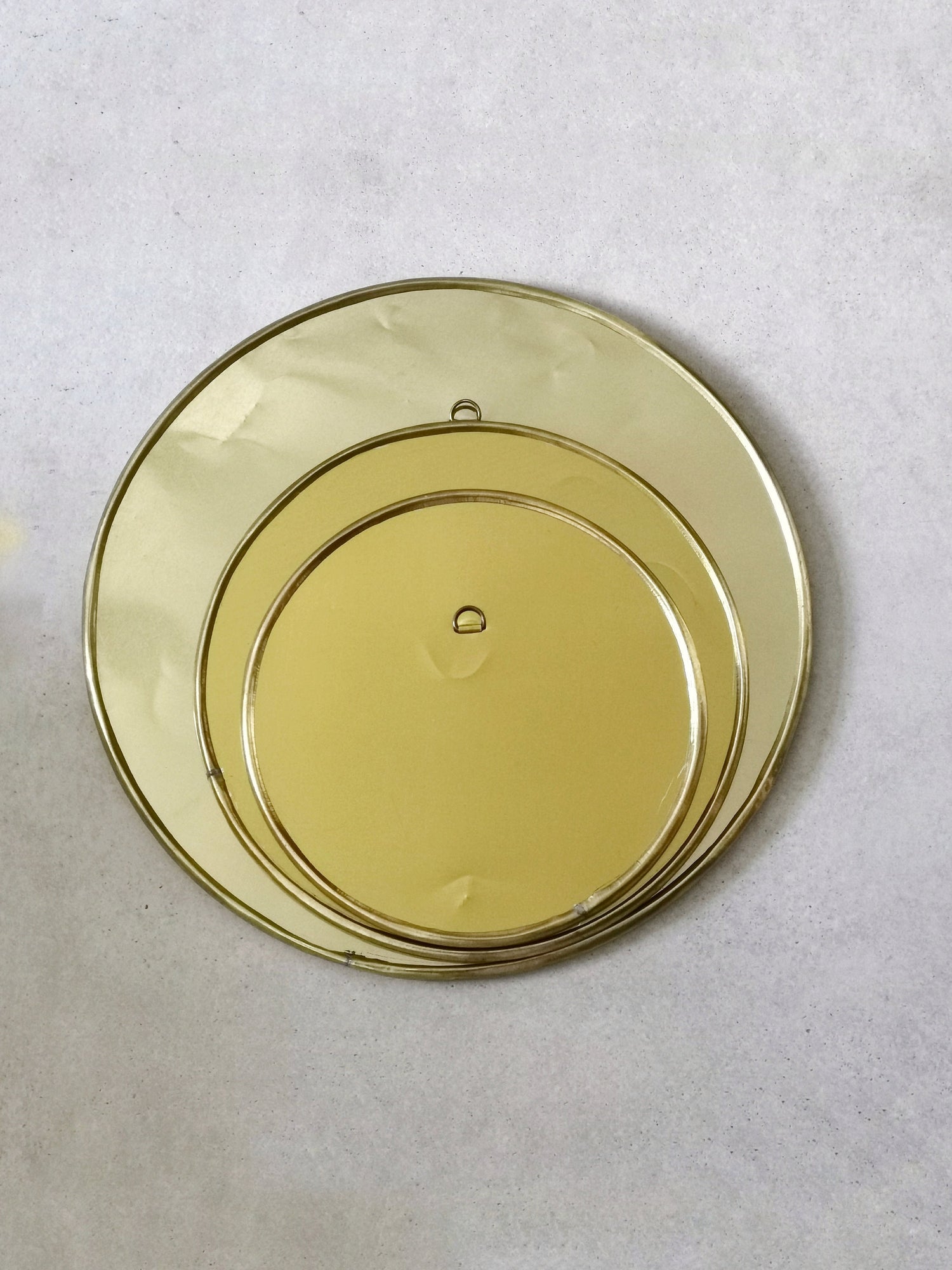 Round mirror, mirror with golden brass frame, round wall mirror, handmade from Morocco
