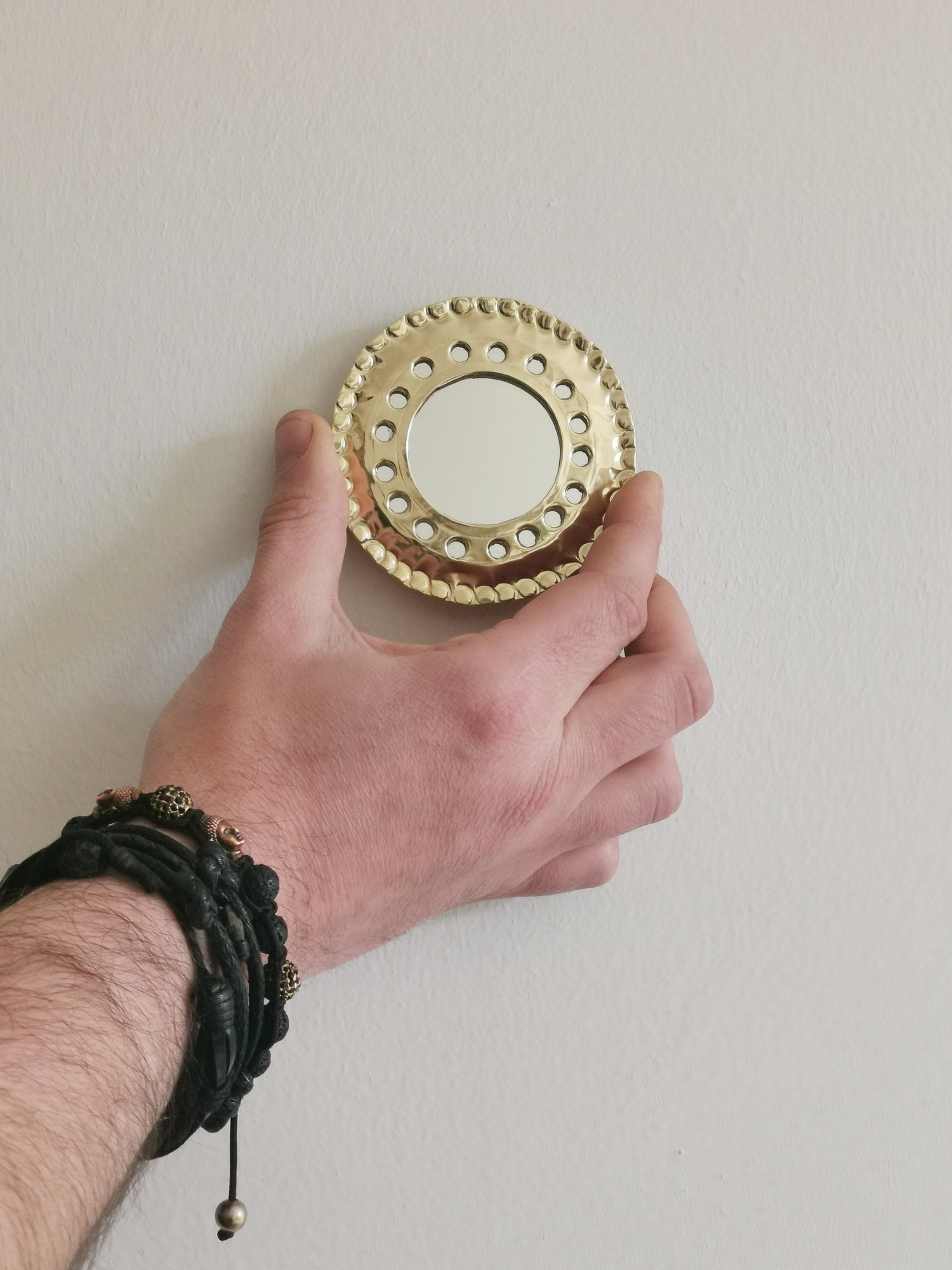 Kleiner Spiegel aus goldenem Messing, Mini Wandspiegel Handarbeit aus Marokko, Marokkanischer Spiegel, Orientalisch