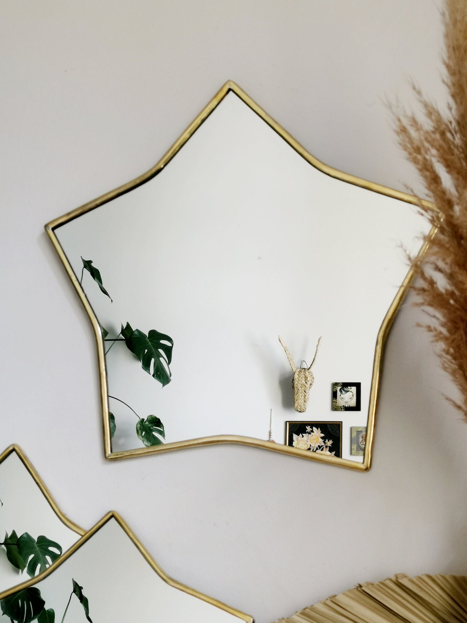 Stern Spiegel mit goldenem Rahmen, goldener Wandspiegel, Spiegel aus Marokko, Handarbeit, Spiegel sternenförmig