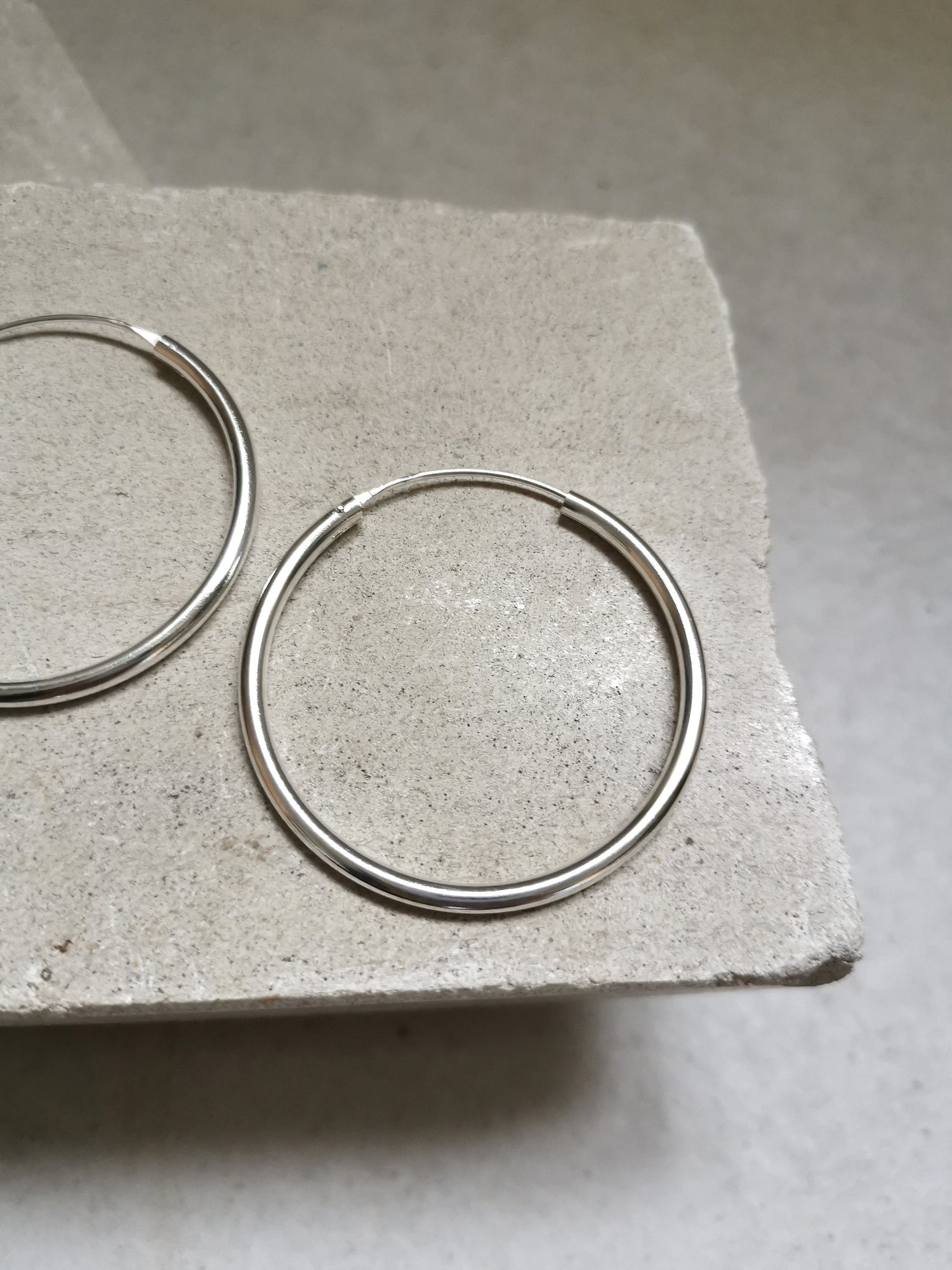 Créoles en argent 925 45 mm x 3 mm, boucles d'oreilles minimalistes, créoles en argent, créoles en argent sterling, créoles épaisses