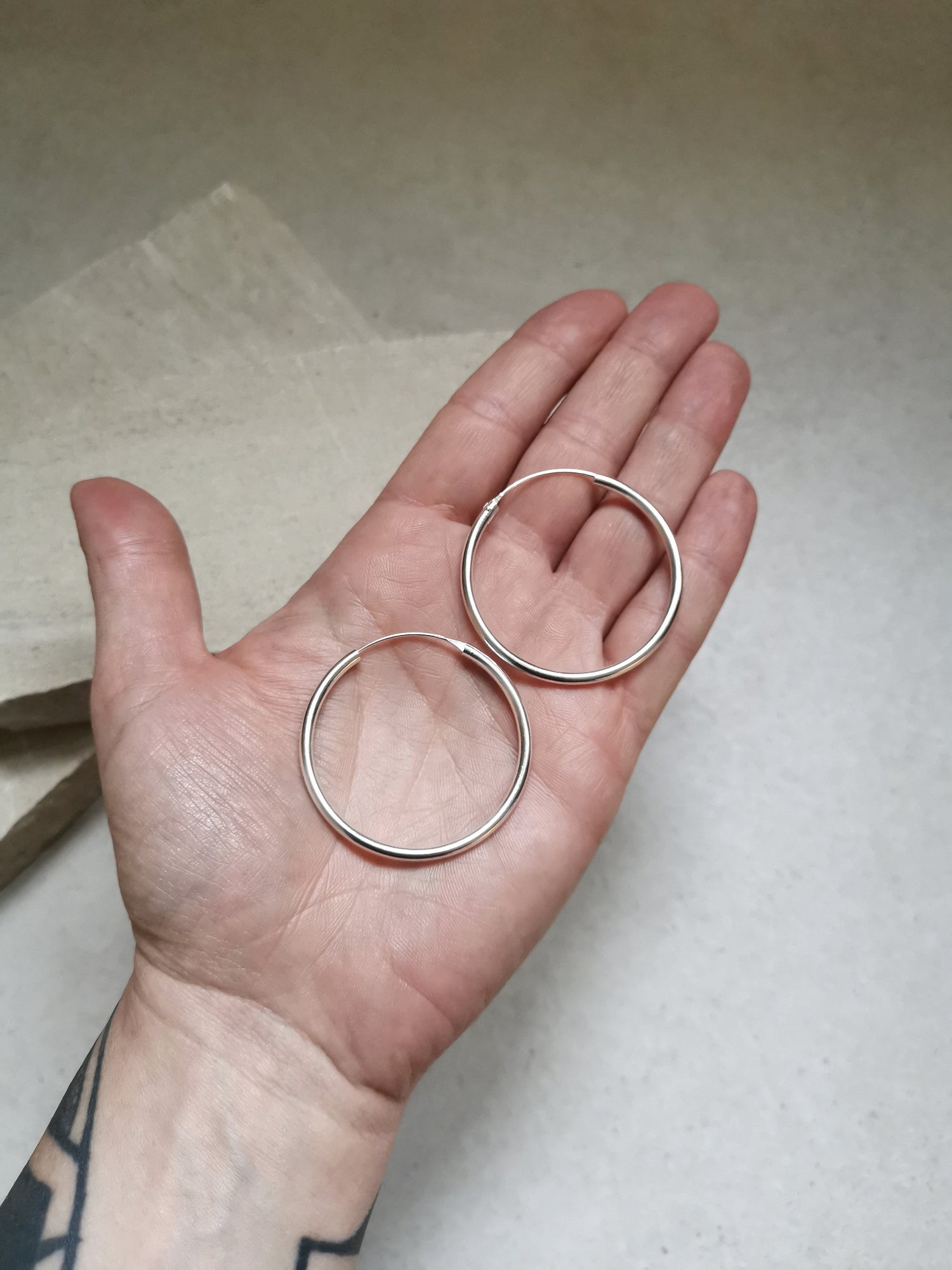 Créoles en argent 925 45 mm x 3 mm, boucles d'oreilles minimalistes, créoles en argent, créoles en argent sterling, créoles épaisses