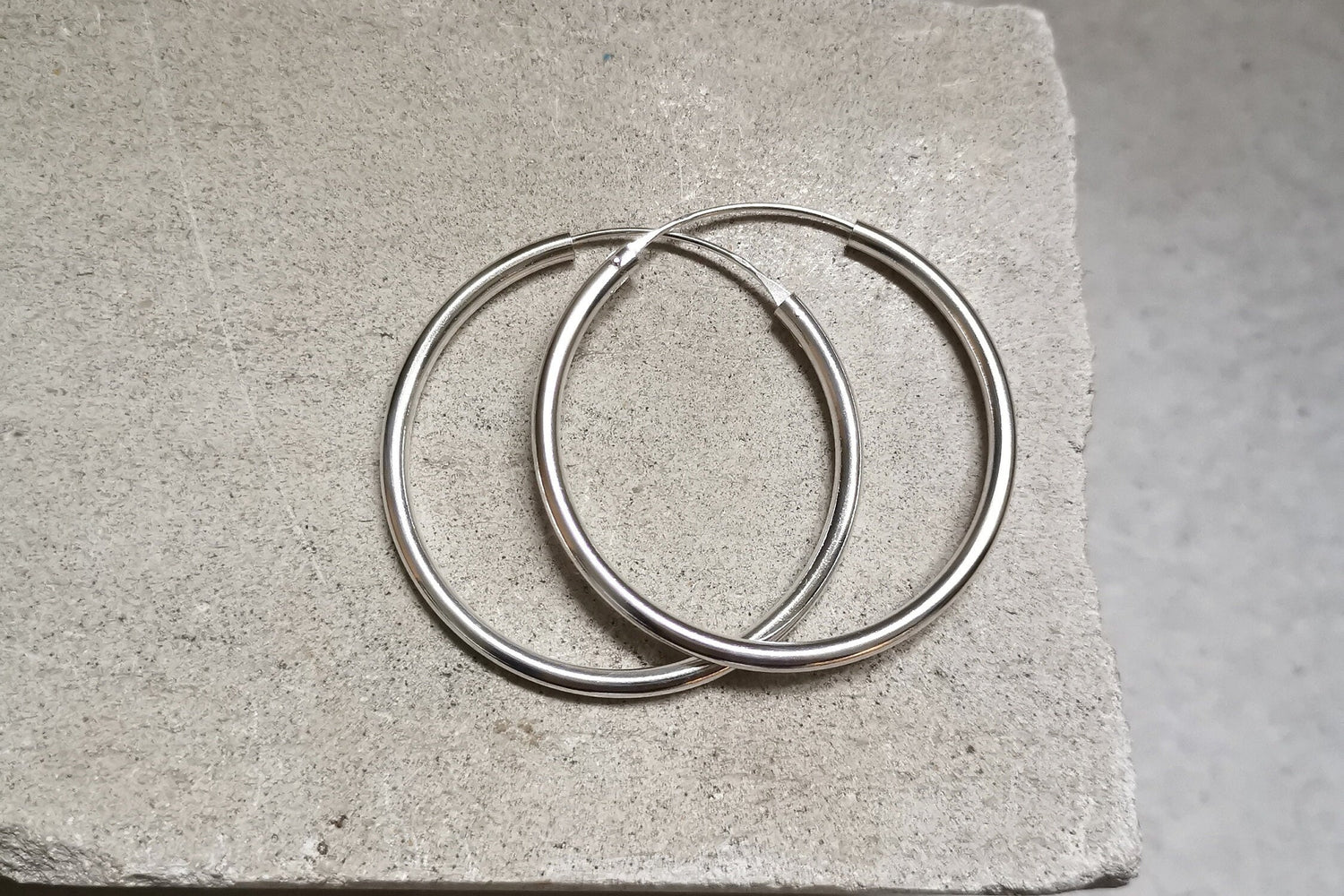 Créoles en argent 925 45 mm x 3 mm, boucles d'oreilles minimalistes, créoles en argent, créoles en argent sterling, créoles épaisses