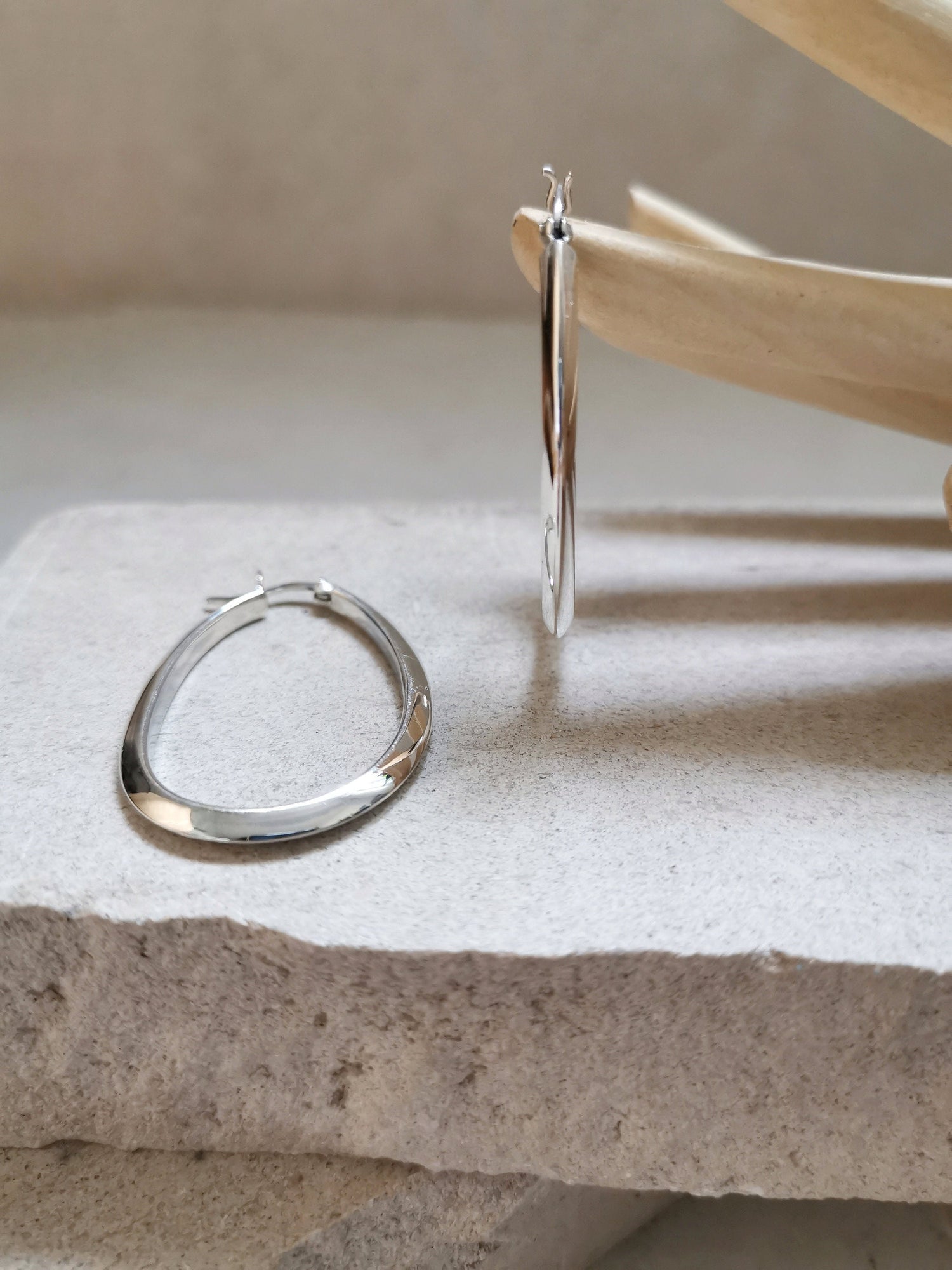 Ovale 925 Silber Creolen, Minimalistische Ohrringe, Sterling Silber Creolen Oval