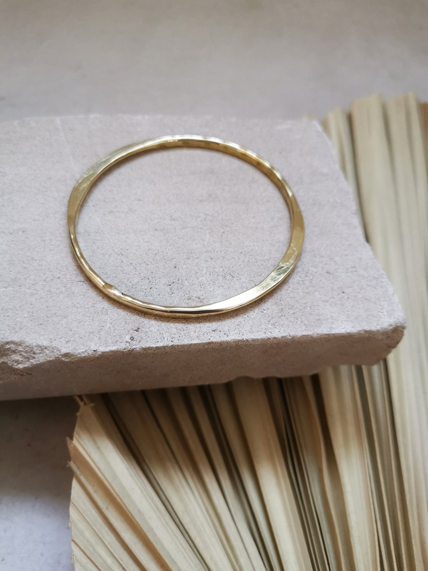 Golden brass bracelet, flat bracelet, tribal golden bangle, minimalist bangle
