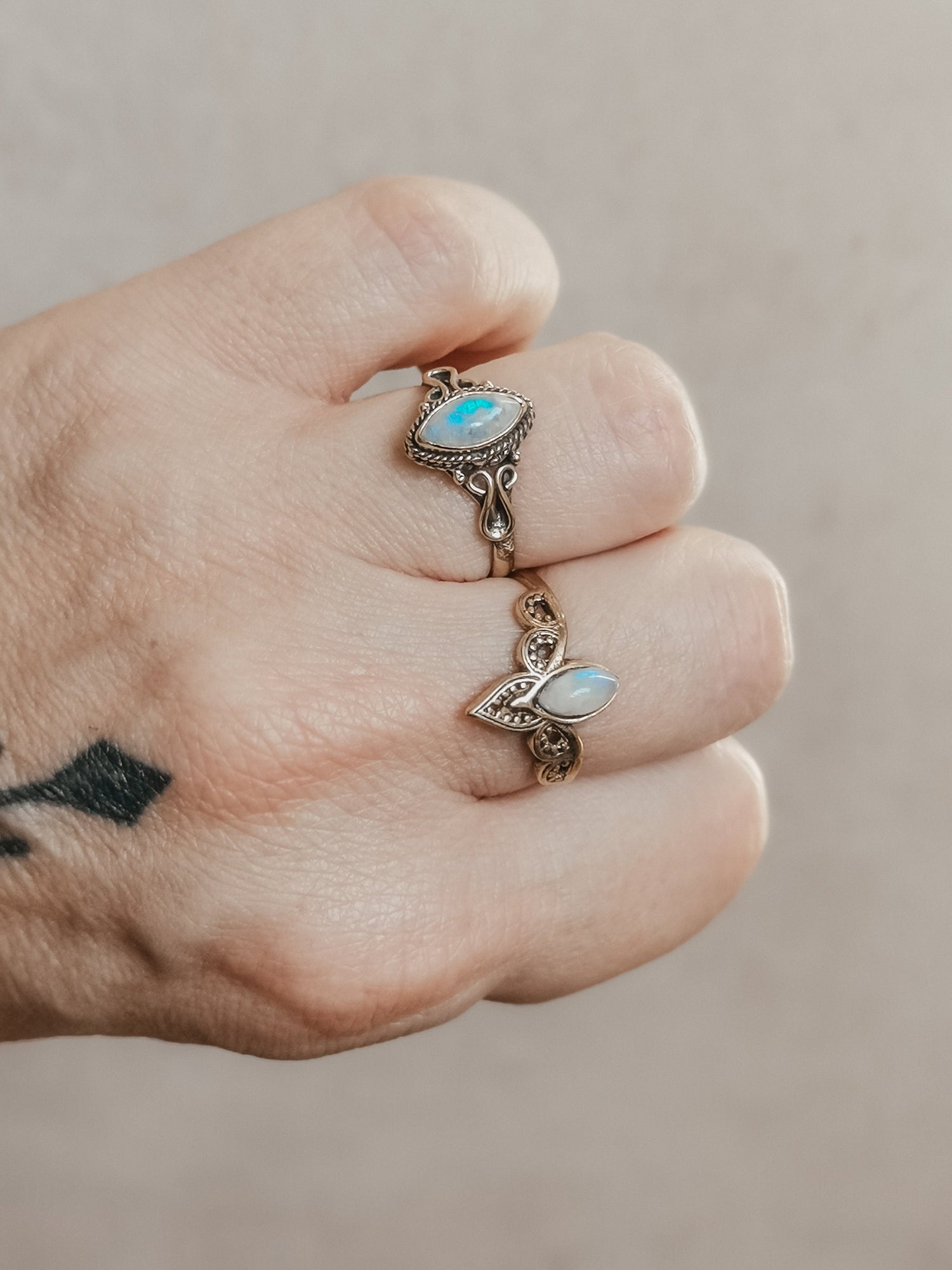 Ring with moonstone, tiara crown ring, stacking ring, boho ring, hippie ring, golden ring with moonstone