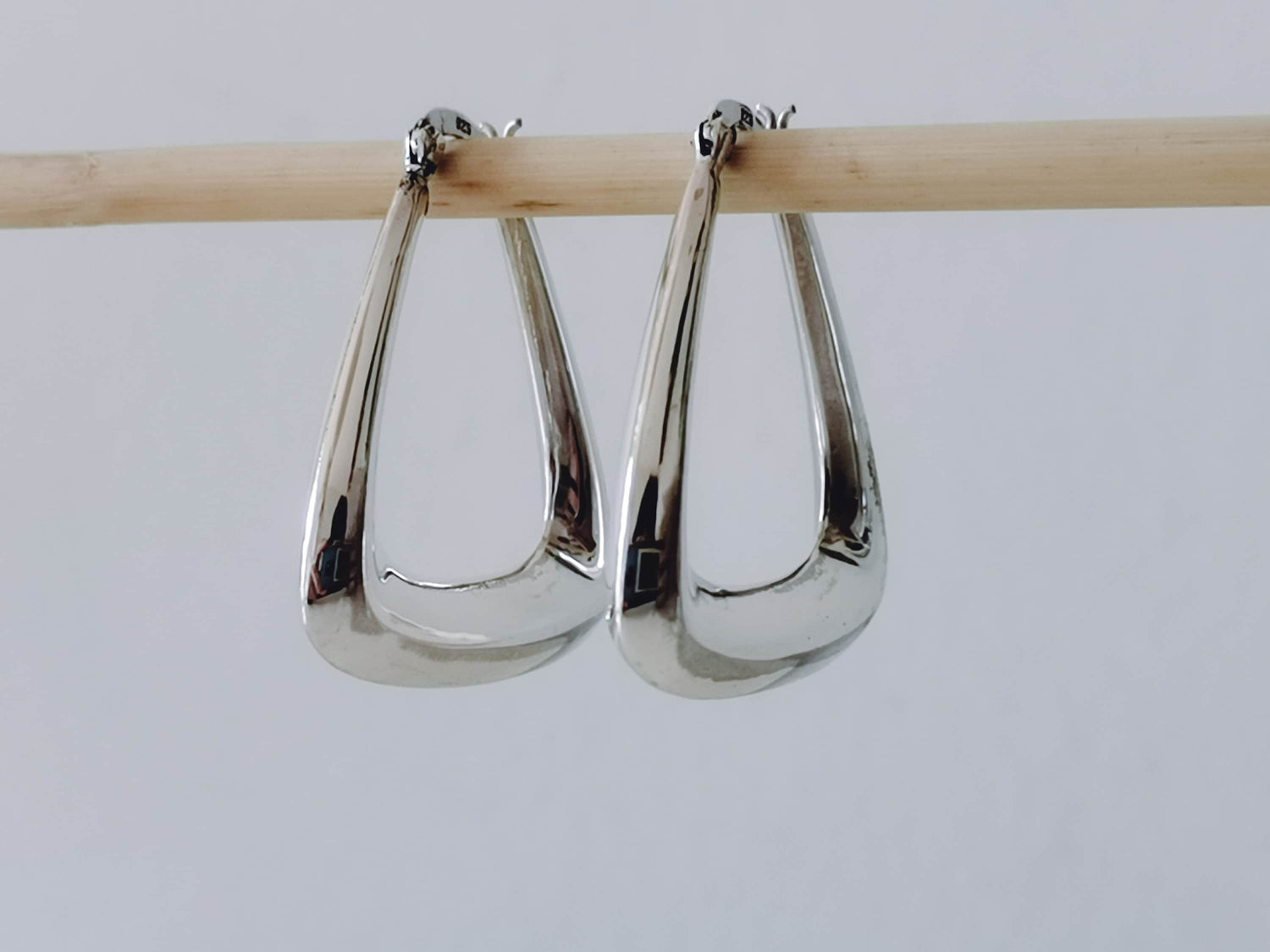 Sterling Silber Creolen Trapez Form, Geometrische Dreieckige Creolen, Minimalistisch Ohrringe aus Silber 925