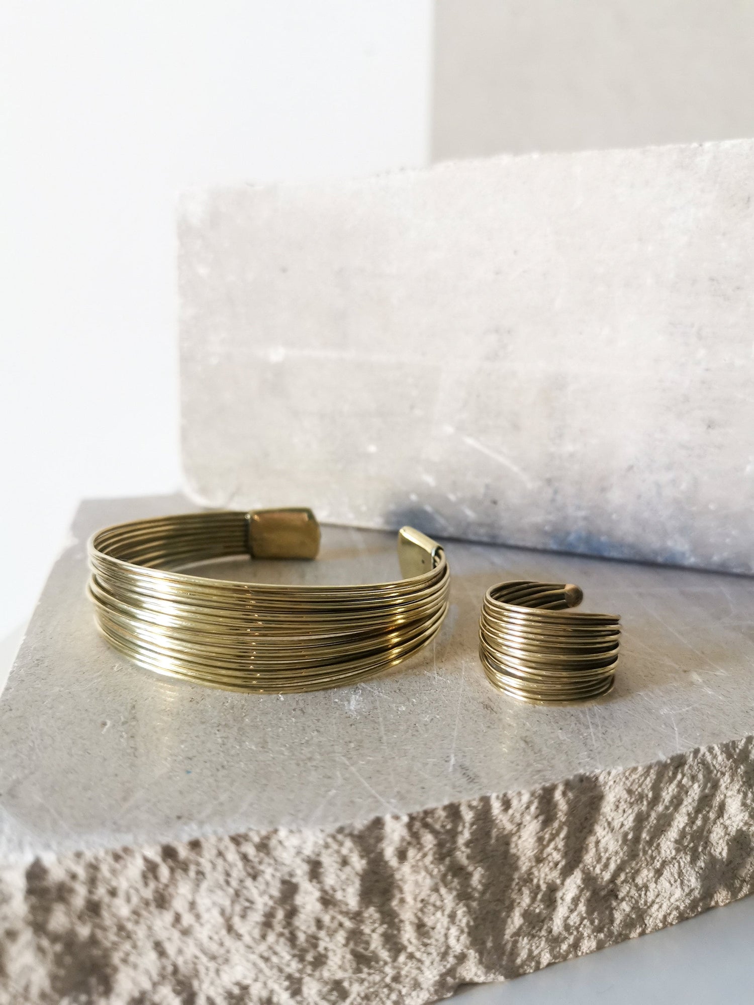 Brass bangle, adjustable multi-row bangle, simple gold bangle