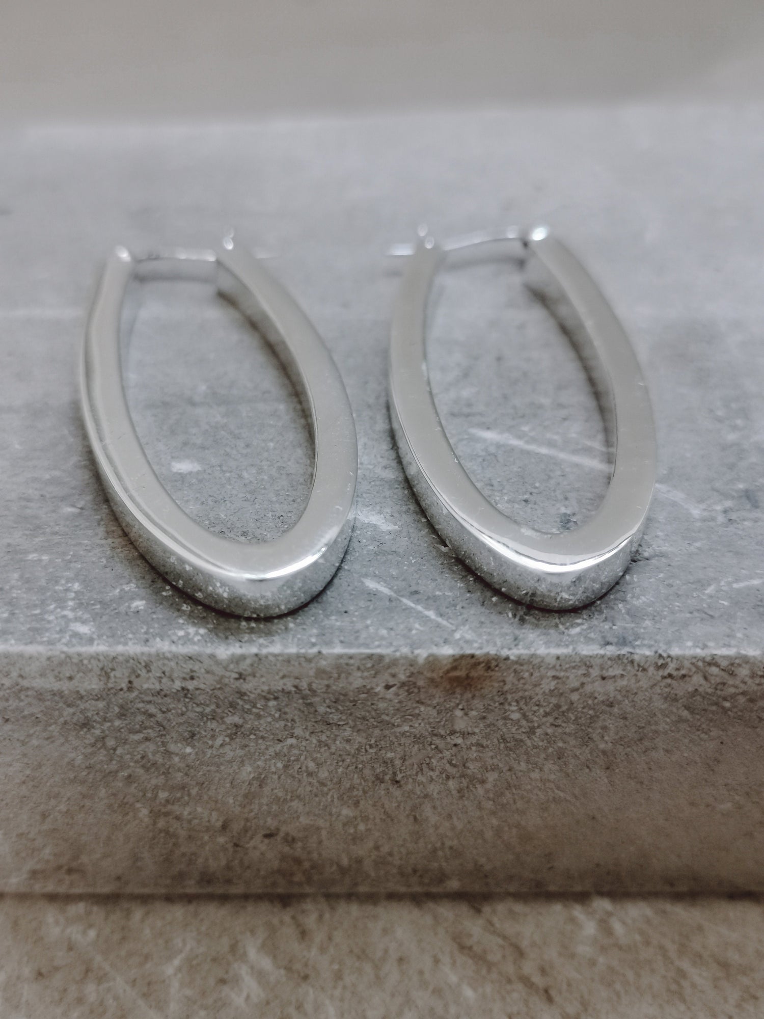 Massive ovale Creolen Silber 925, Minimalistische Ohrringe, breite statement Sterling Silber Ohrringe