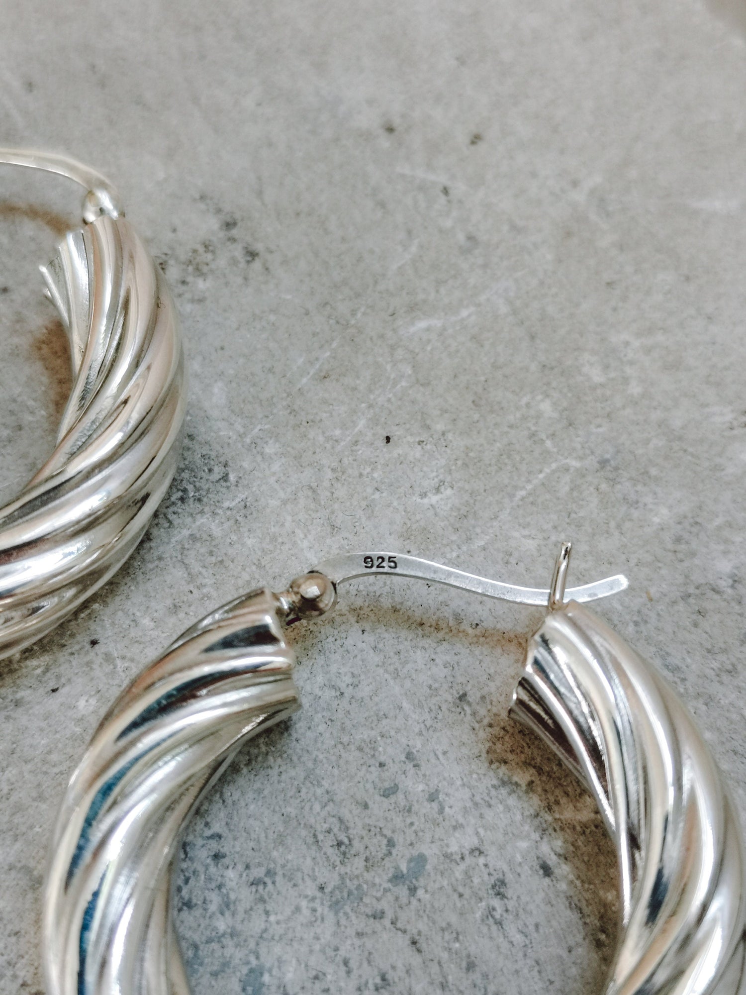 Twist Chunky Silber 925 Creolen, Statement Ohrringe aus Sterling Silber, Breite massive Creolen 35 mm