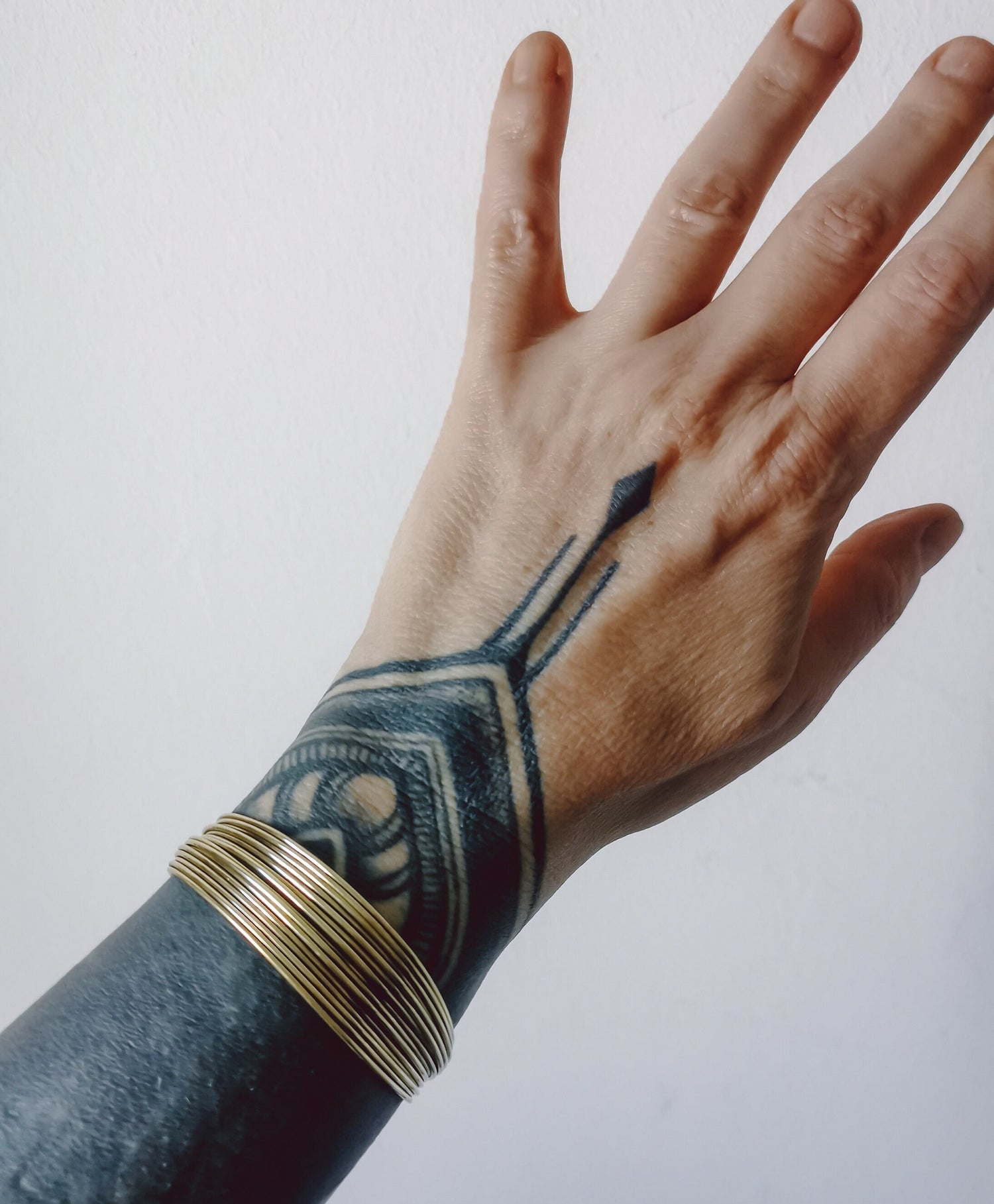 Brass bangle, adjustable multi-row bangle, simple gold bangle