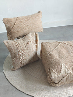 Pouf & Kissenhülle aus Marokko, Beige Creme, Boho Kissen und Bodenkissen, Handmade - CocosyBerlin