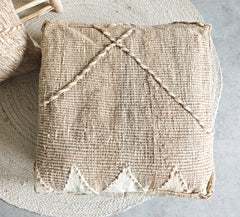 Pouf & Kissenhülle aus Marokko, Beige Creme, Boho Kissen und Bodenkissen, Handmade - CocosyBerlin