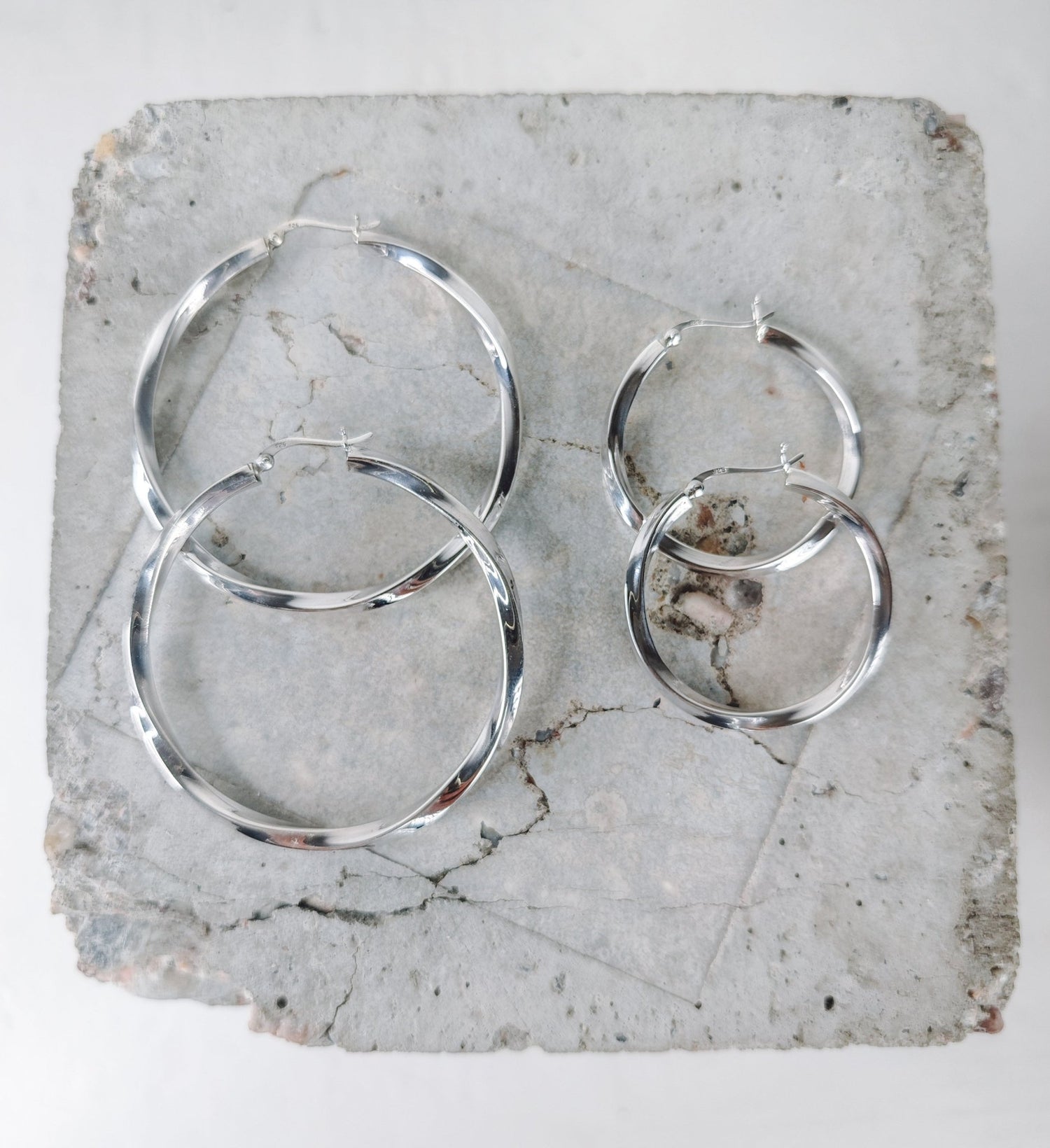 Twisted grosse 925 Silber Creolen, Chunky Twist Sterling Silber Creolen - CocosyBerlin