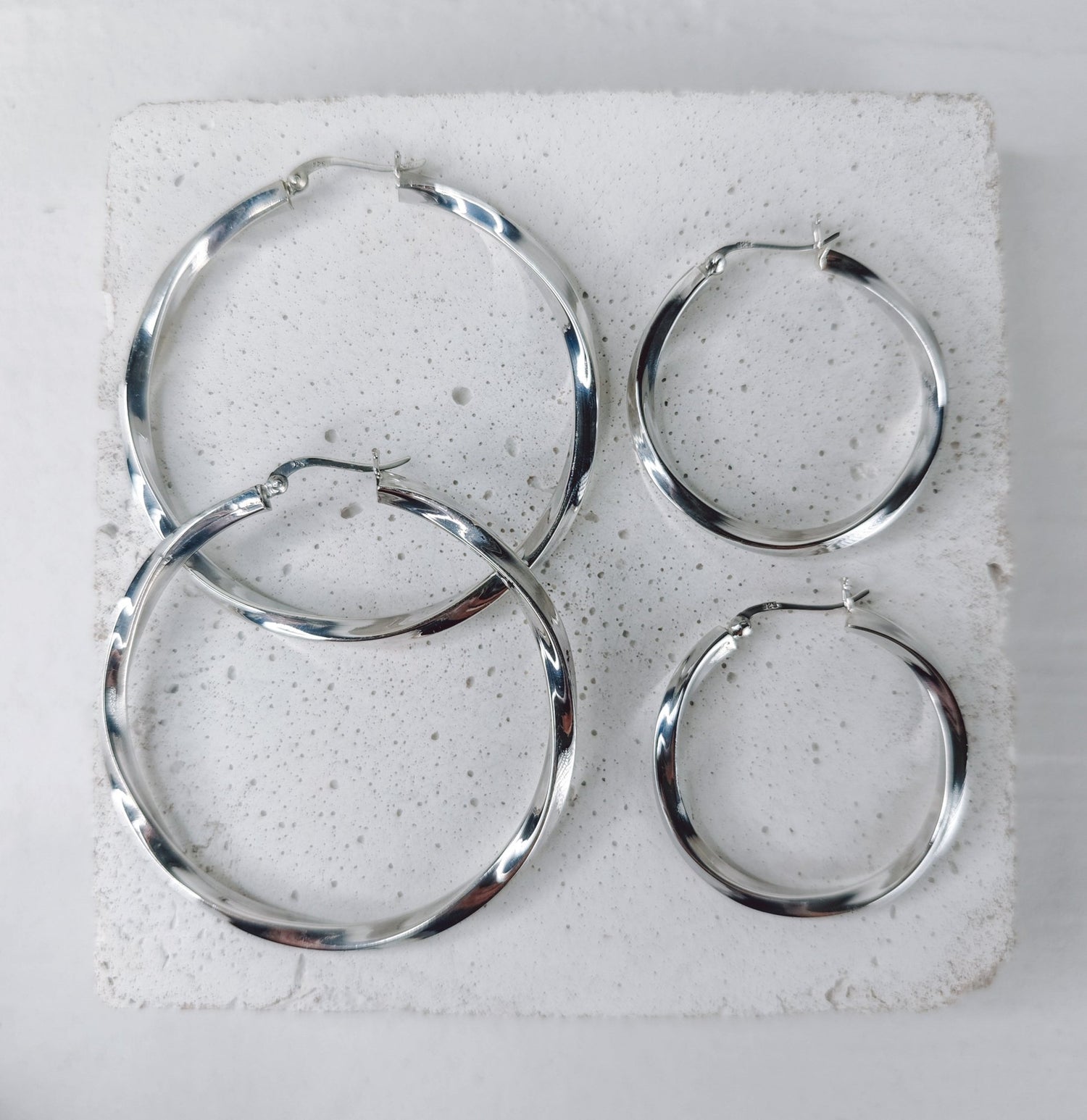 Twisted grosse 925 Silber Creolen, Chunky Twist Sterling Silber Creolen - CocosyBerlin