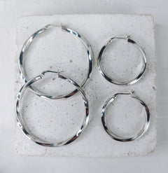 Twisted grosse 925 Silber Creolen, Chunky Twist Sterling Silber Creolen - CocosyBerlin