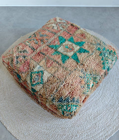 Marokkanischer Vintage Pouf, Bodenkissen Beni Ourain, Boho Meditationskissen - CocosyBerlin