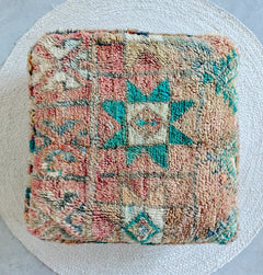 Marokkanischer Vintage Pouf, Bodenkissen Beni Ourain, Boho Meditationskissen - CocosyBerlin