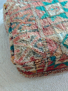 Marokkanischer Vintage Pouf, Bodenkissen Beni Ourain, Boho Meditationskissen - CocosyBerlin