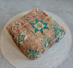 Marokkanischer Vintage Pouf, Bodenkissen Beni Ourain, Boho Meditationskissen - CocosyBerlin