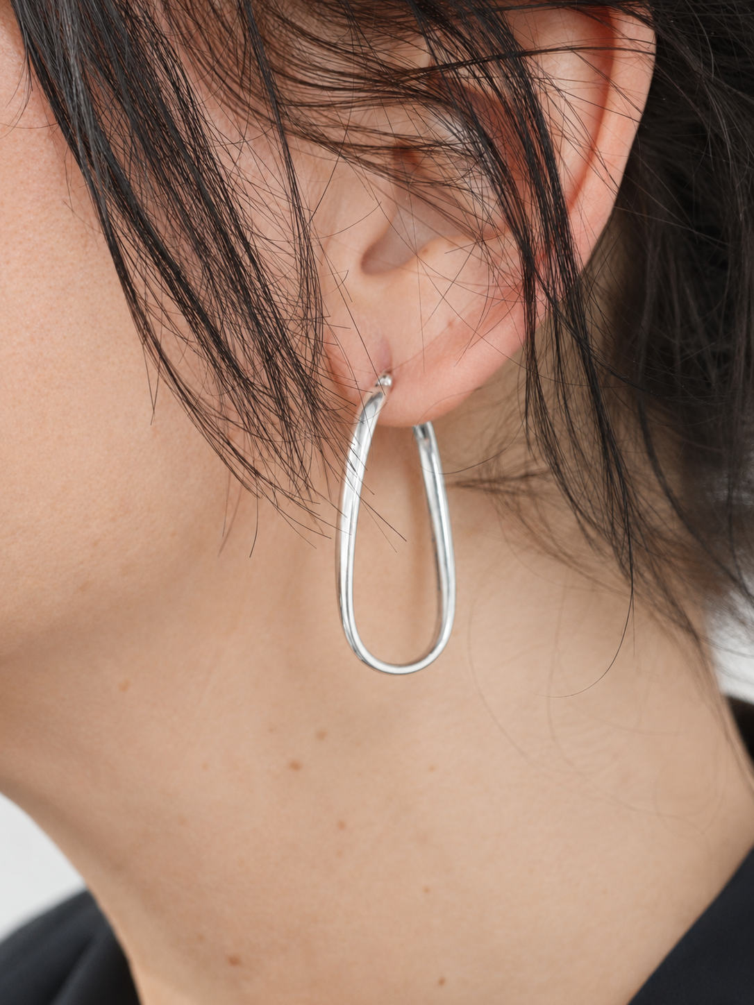 Grandes créoles torsadées ovales et plates en argent 925, larges boucles d'oreilles en argent courbées, créoles ovales torsadées 42 mm
