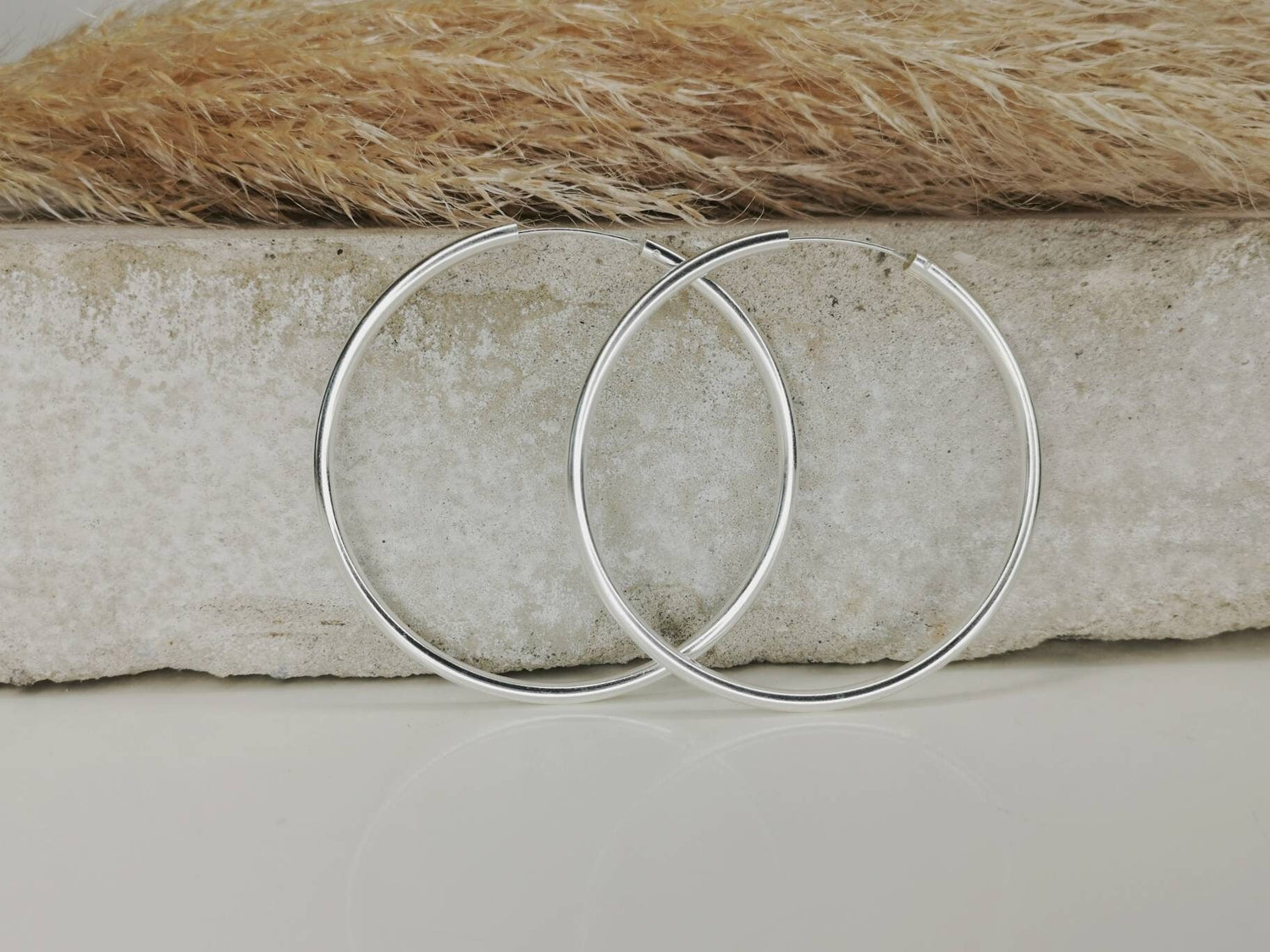 Boucles d'oreilles créoles en argent, créoles 60 mm x 3 mm, grandes créoles en argent, boucles d'oreilles minimalistes, créoles en argent 925