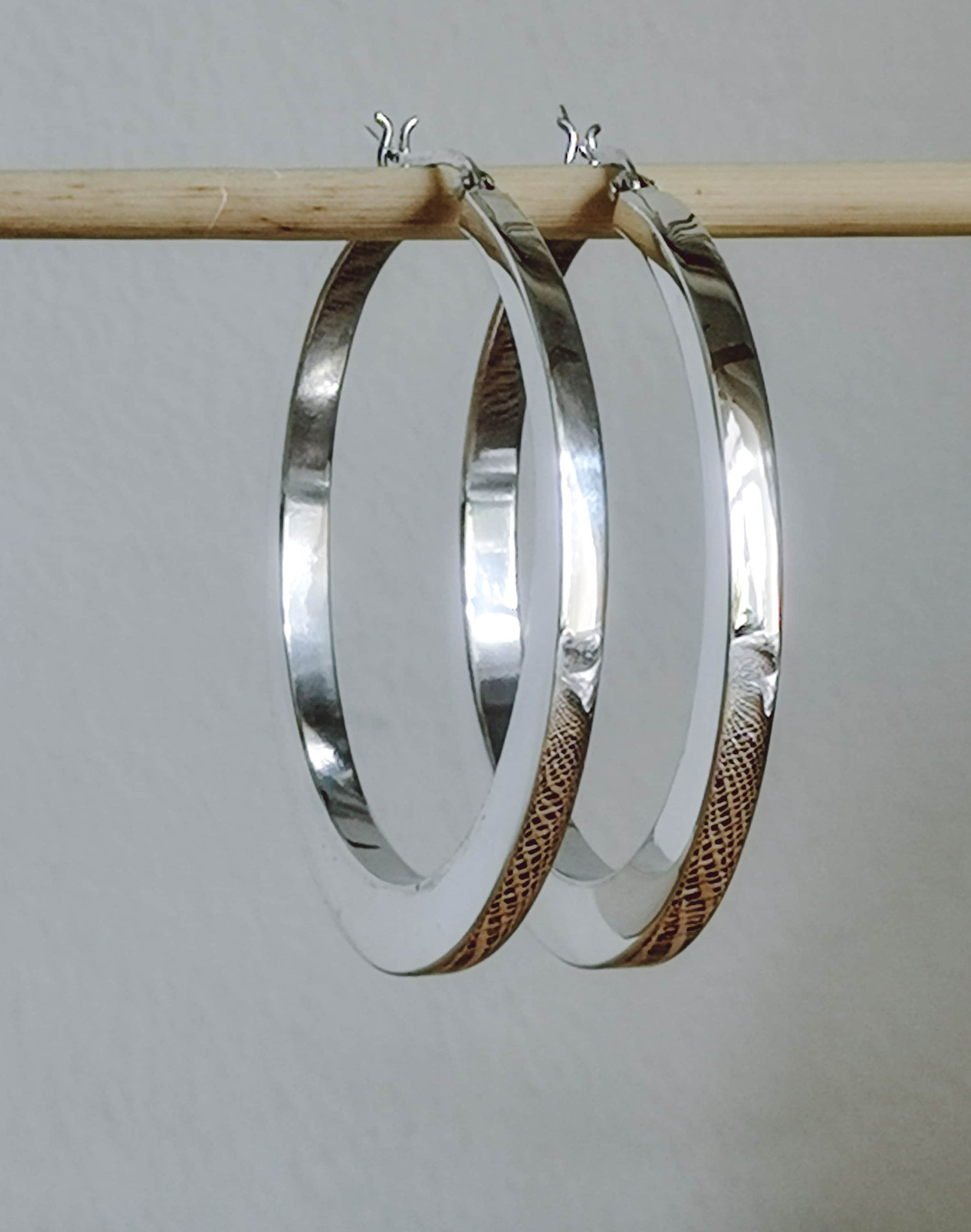 Boucles d'oreilles créoles plates et larges en argent 925, créoles épaisses en argent sterling