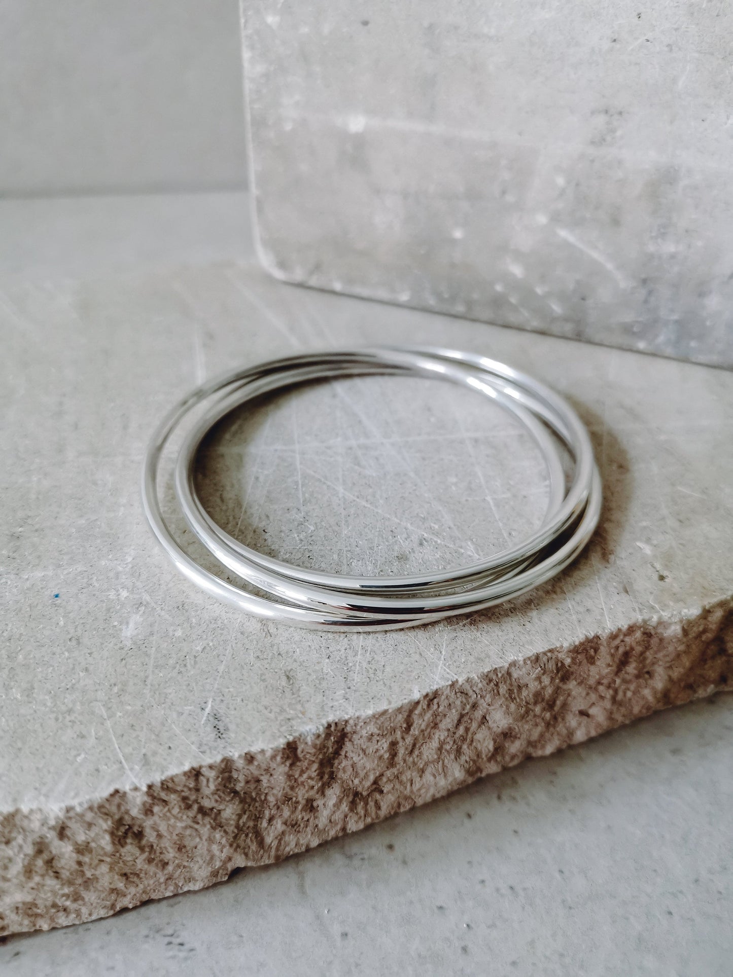 Chunky Trio Armreif aus 925 Silber, Statement Triple Armband, breite Armreifen, Tribal Armreif aus 3 Reifen