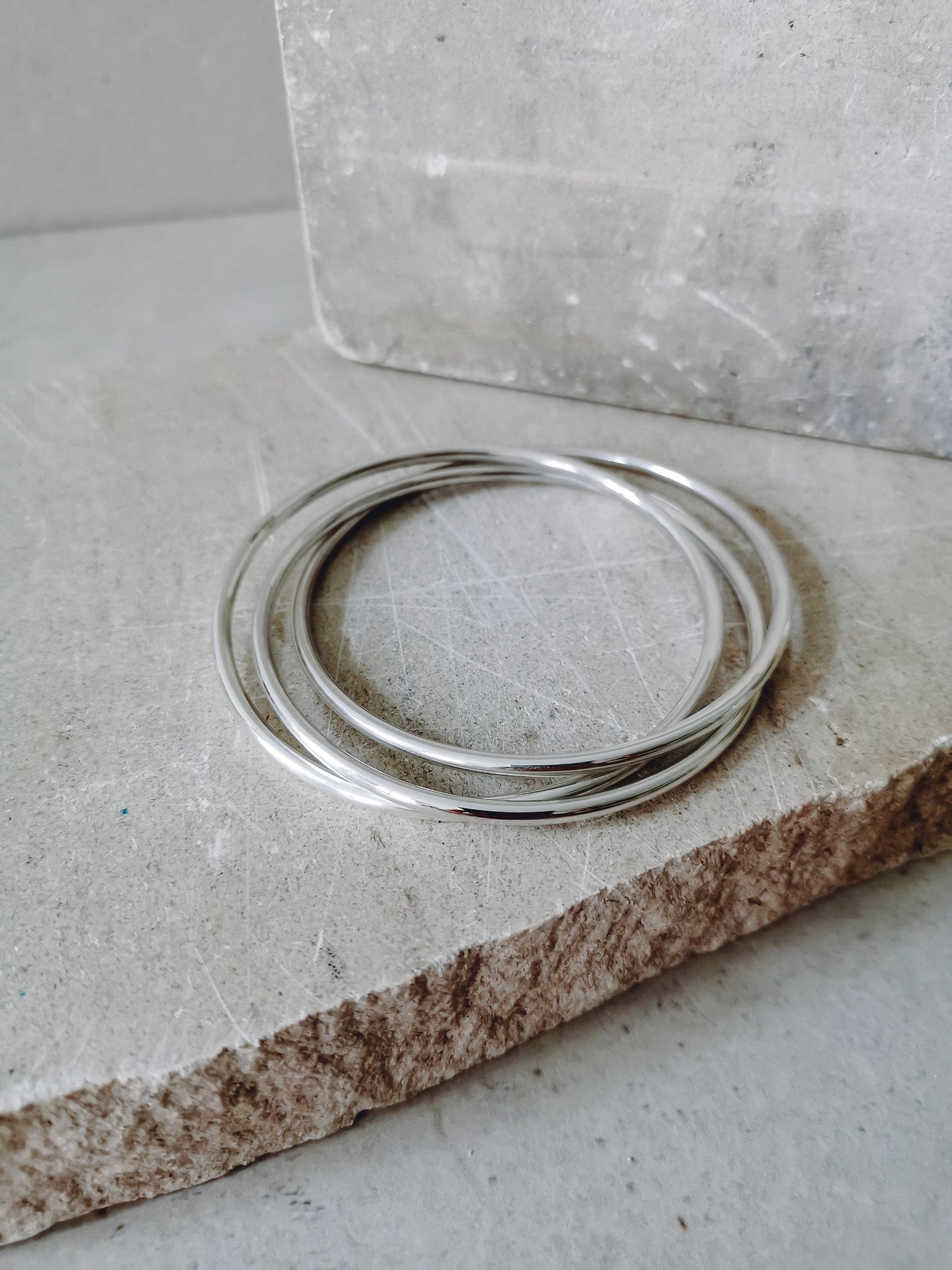 Chunky Trio Armreif aus 925 Silber, Statement Triple Armband, breite Armreifen, Tribal Armreif aus 3 Reifen