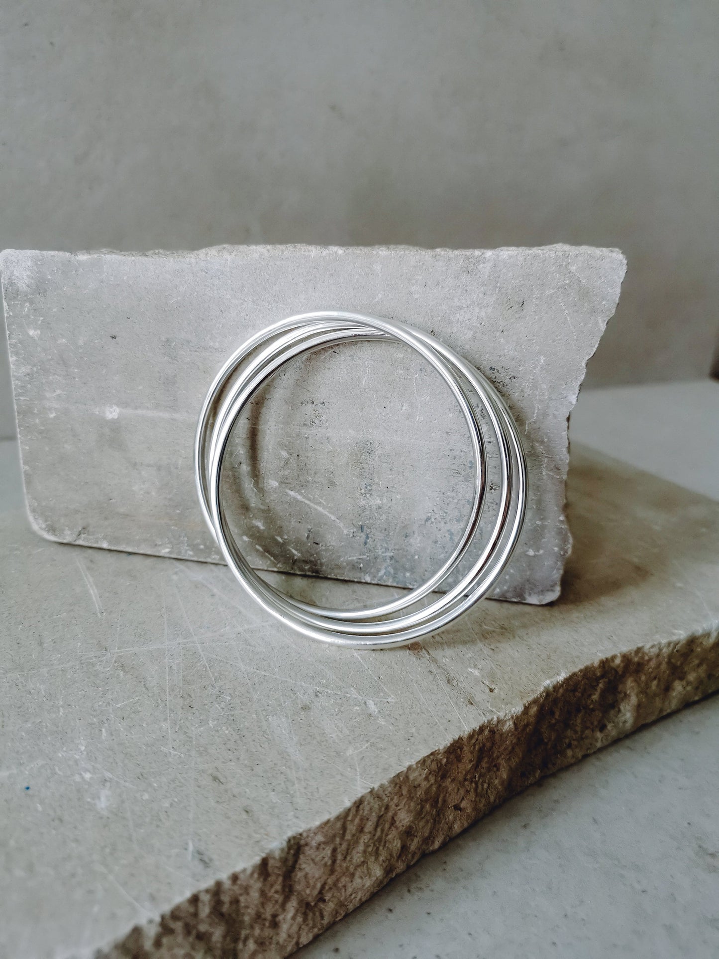 Chunky Trio Armreif aus 925 Silber, Statement Triple Armband, breite Armreifen, Tribal Armreif aus 3 Reifen