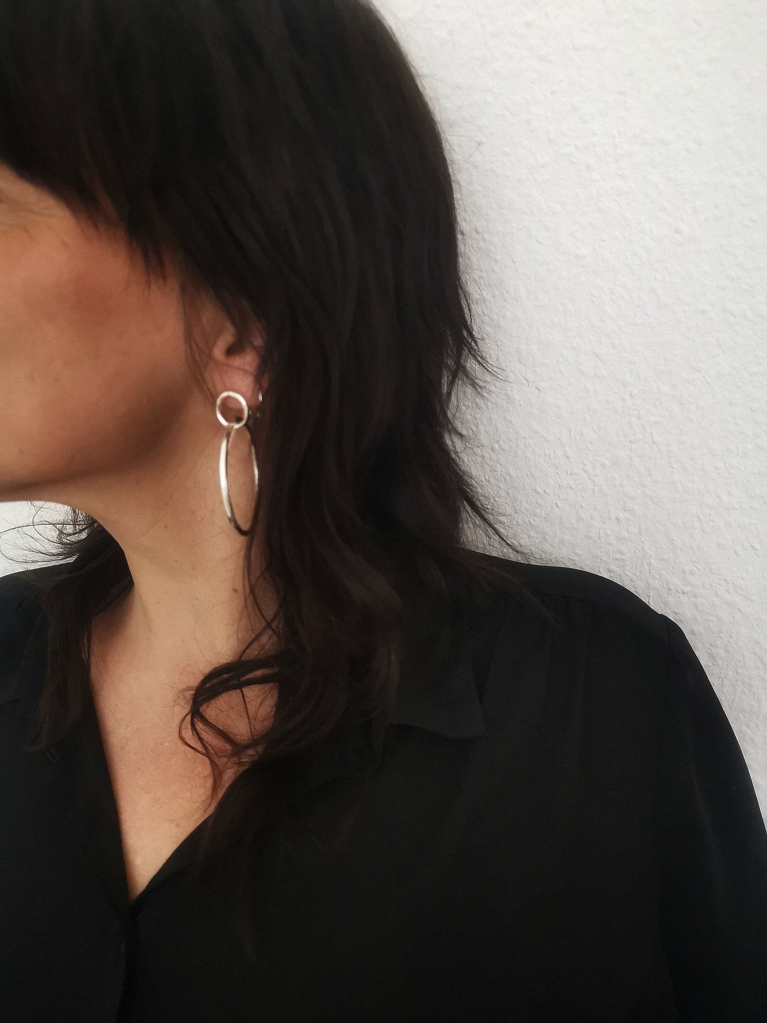 Sterling Silver Stud Earrings, Hoop Earrings Ring in Ring made of 925 Silver