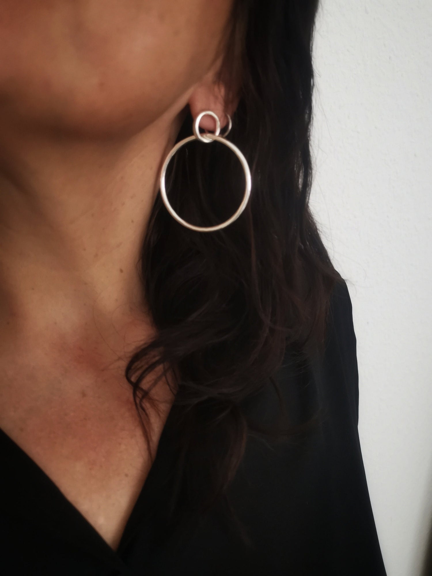 Sterling Silver Stud Earrings, Hoop Earrings Ring in Ring made of 925 Silver