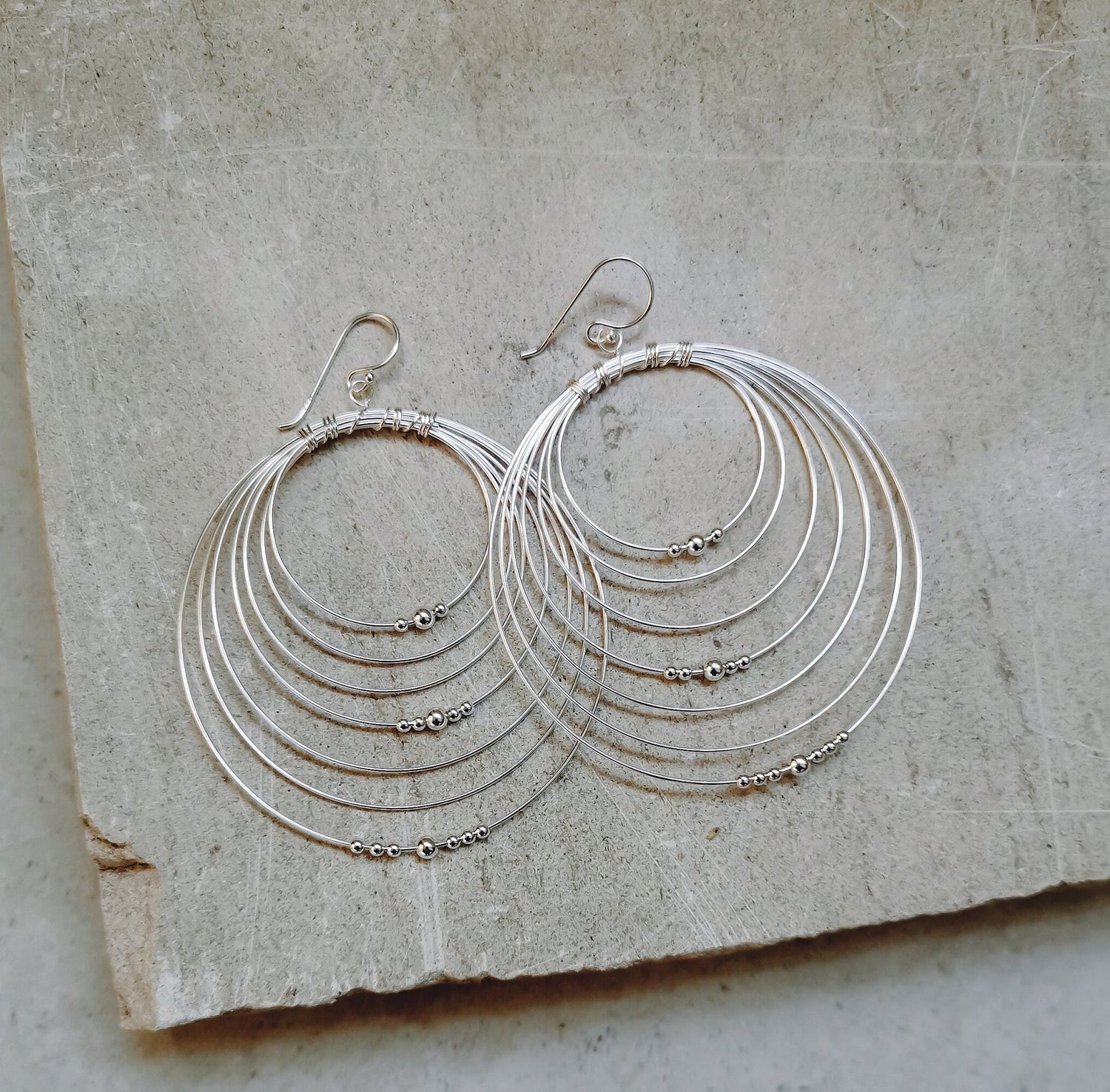 Sterling Silber feine Hängeohrringe, 925 Silber mehrreihige Ohrringe