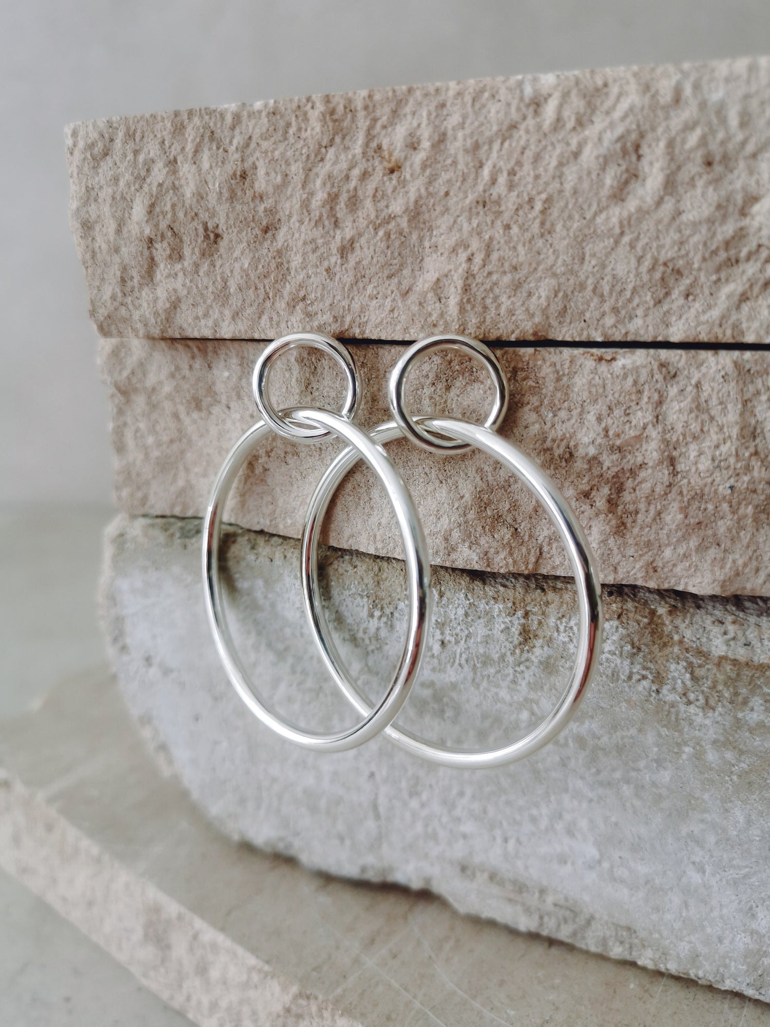 Sterling Silver Stud Earrings, Hoop Earrings Ring in Ring made of 925 Silver
