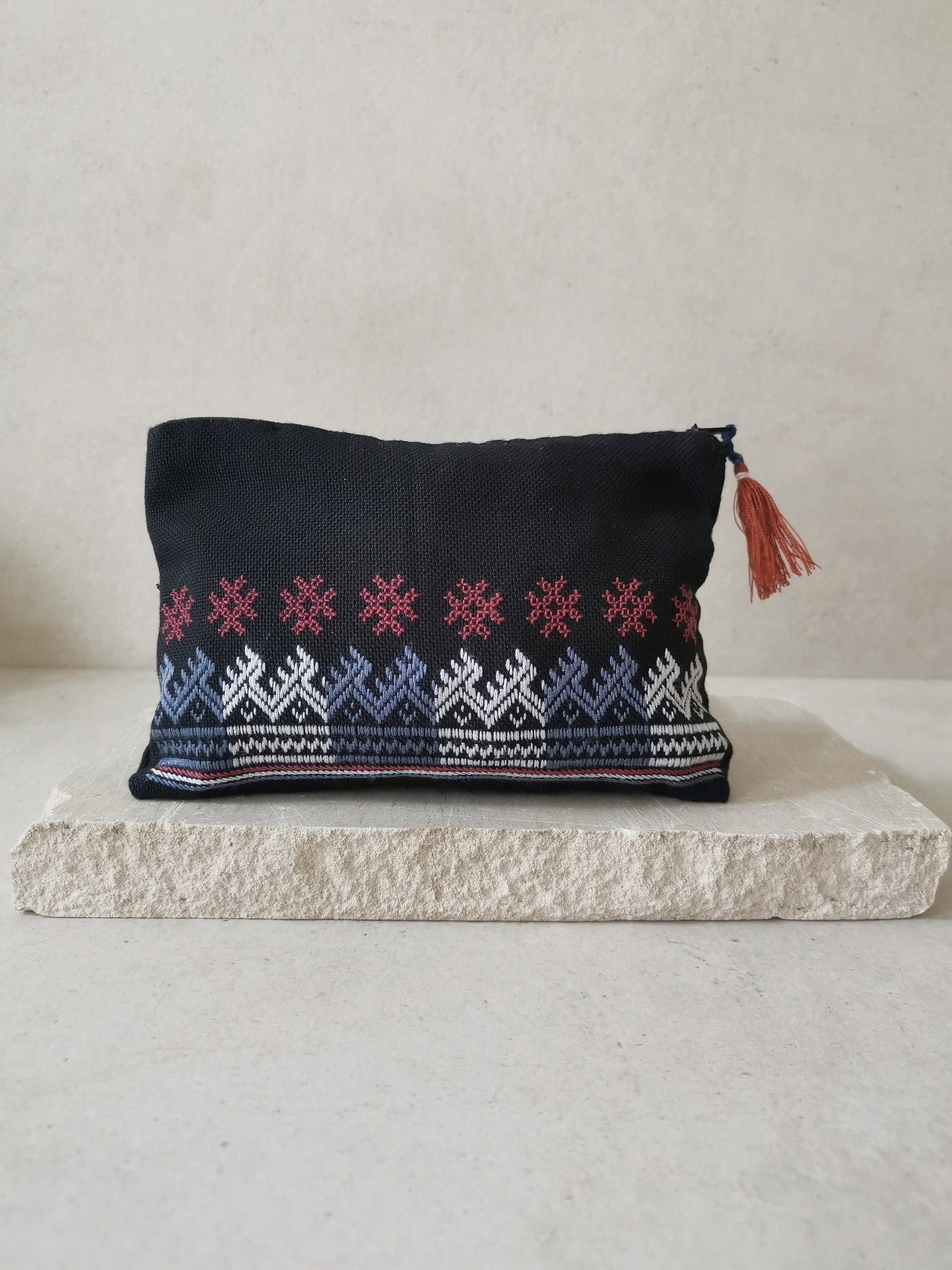 Boho makeup bag from Laos, cosmetic bag, hippie purse, wallet, handmade make-up bag