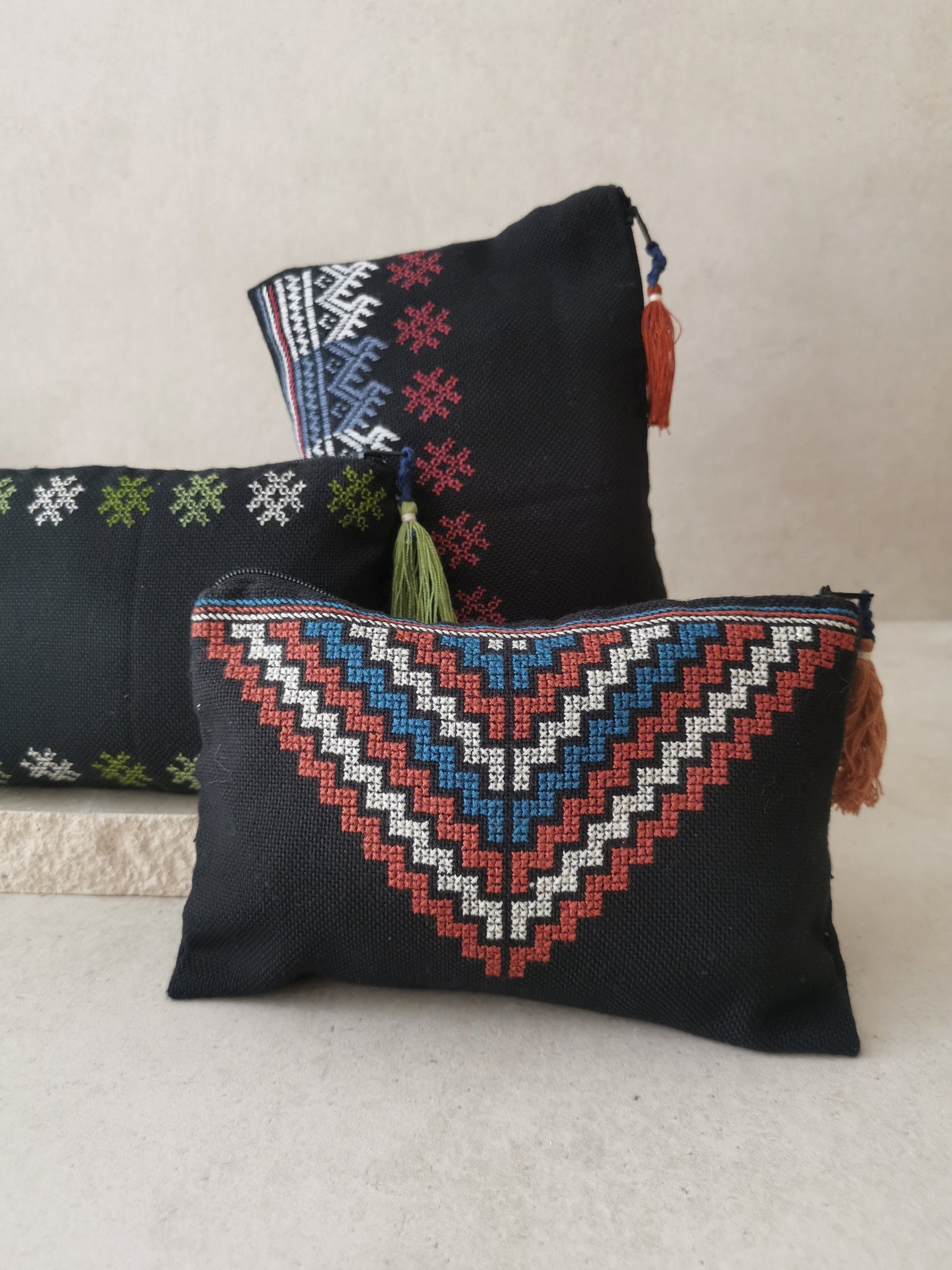 Boho makeup bag from Laos, cosmetic bag, hippie purse, wallet, handmade make-up bag