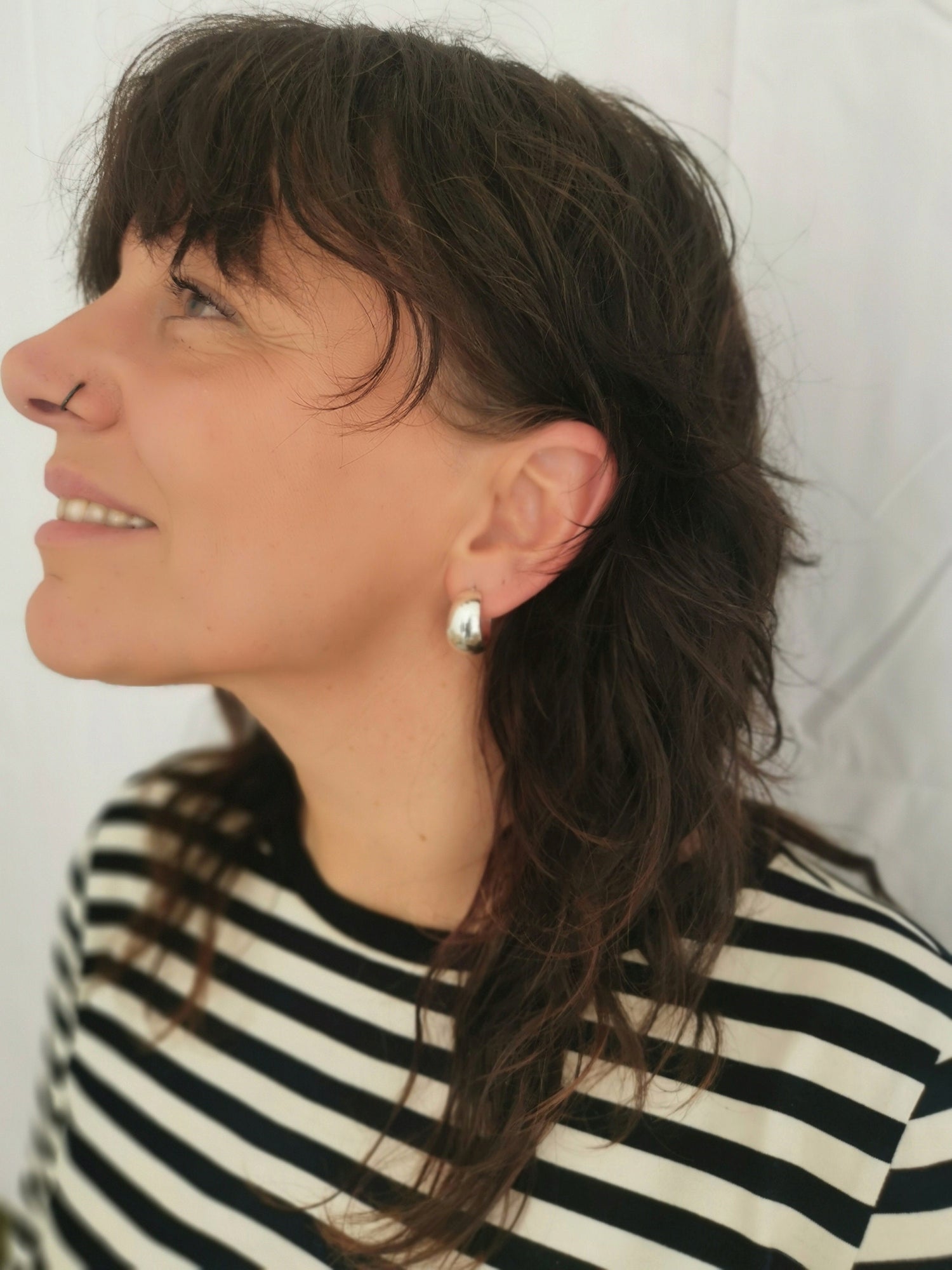 Boucles d'oreilles à tige larges en argent sterling, boucles d'oreilles épaisses en argent 18 mm, boucles d'oreilles ouvertes minimalistes en argent 925