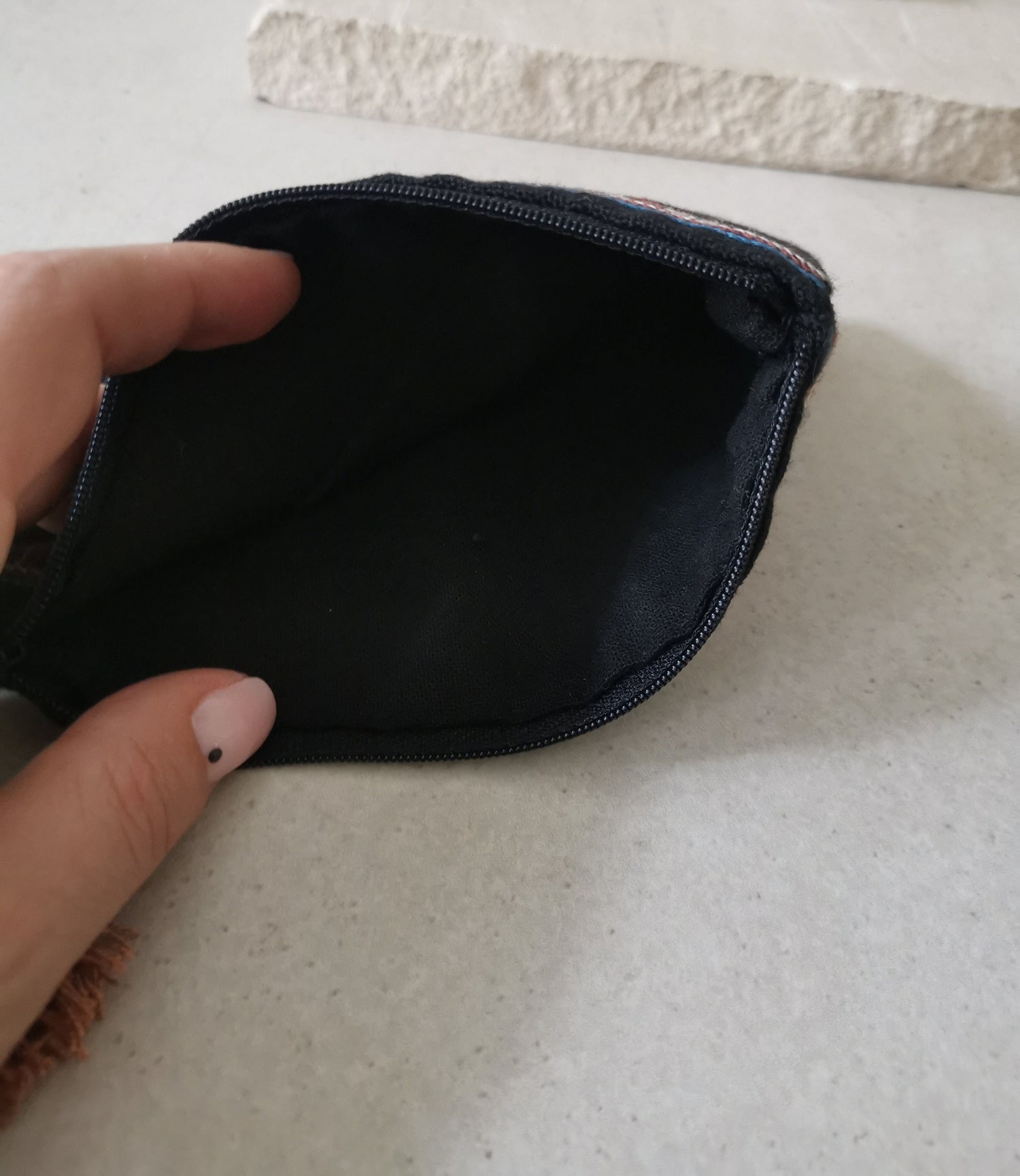 Boho makeup bag from Laos, cosmetic bag, hippie purse, wallet, handmade make-up bag