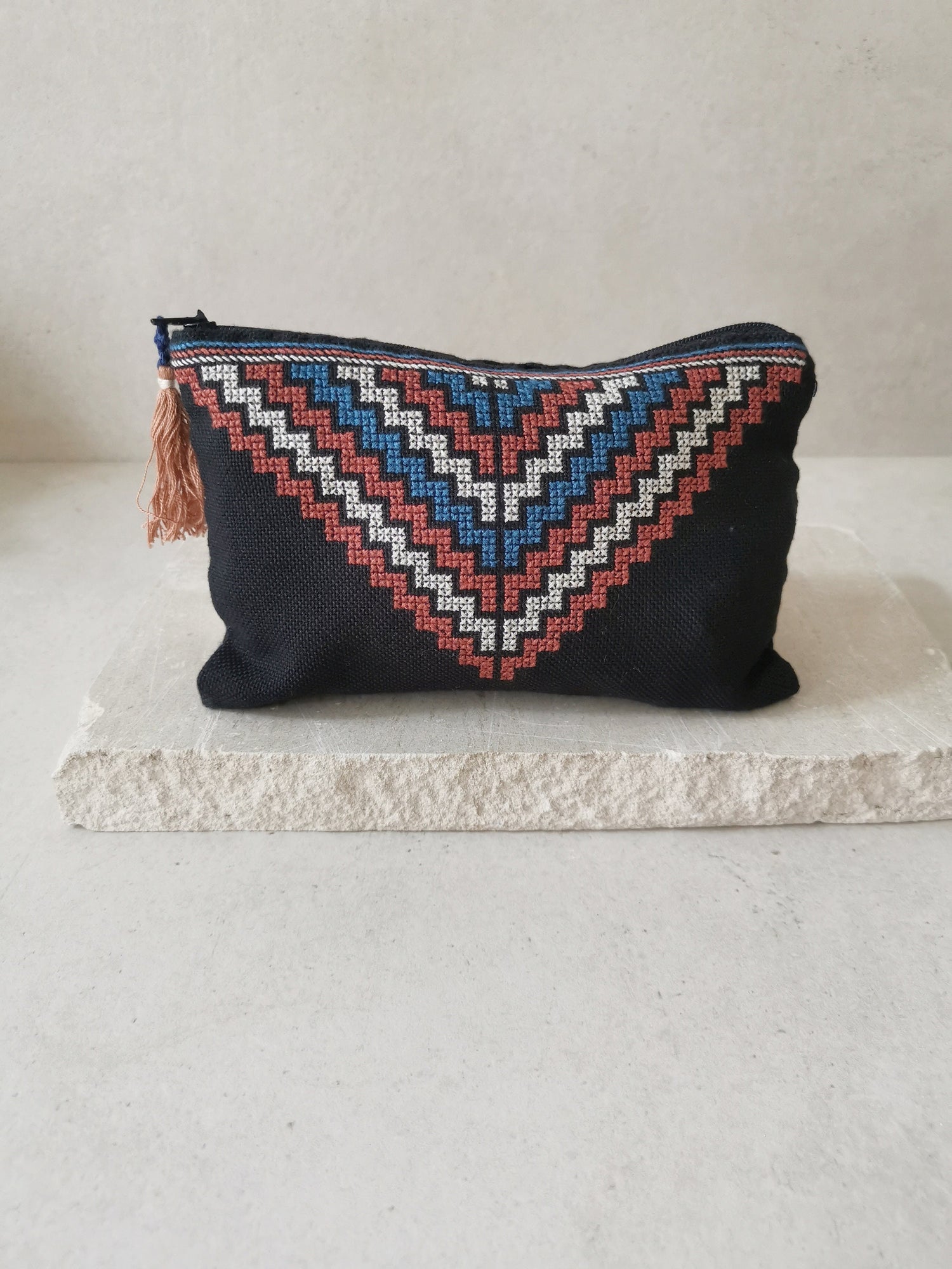 Boho makeup bag from Laos, cosmetic bag, hippie purse, wallet, handmade make-up bag
