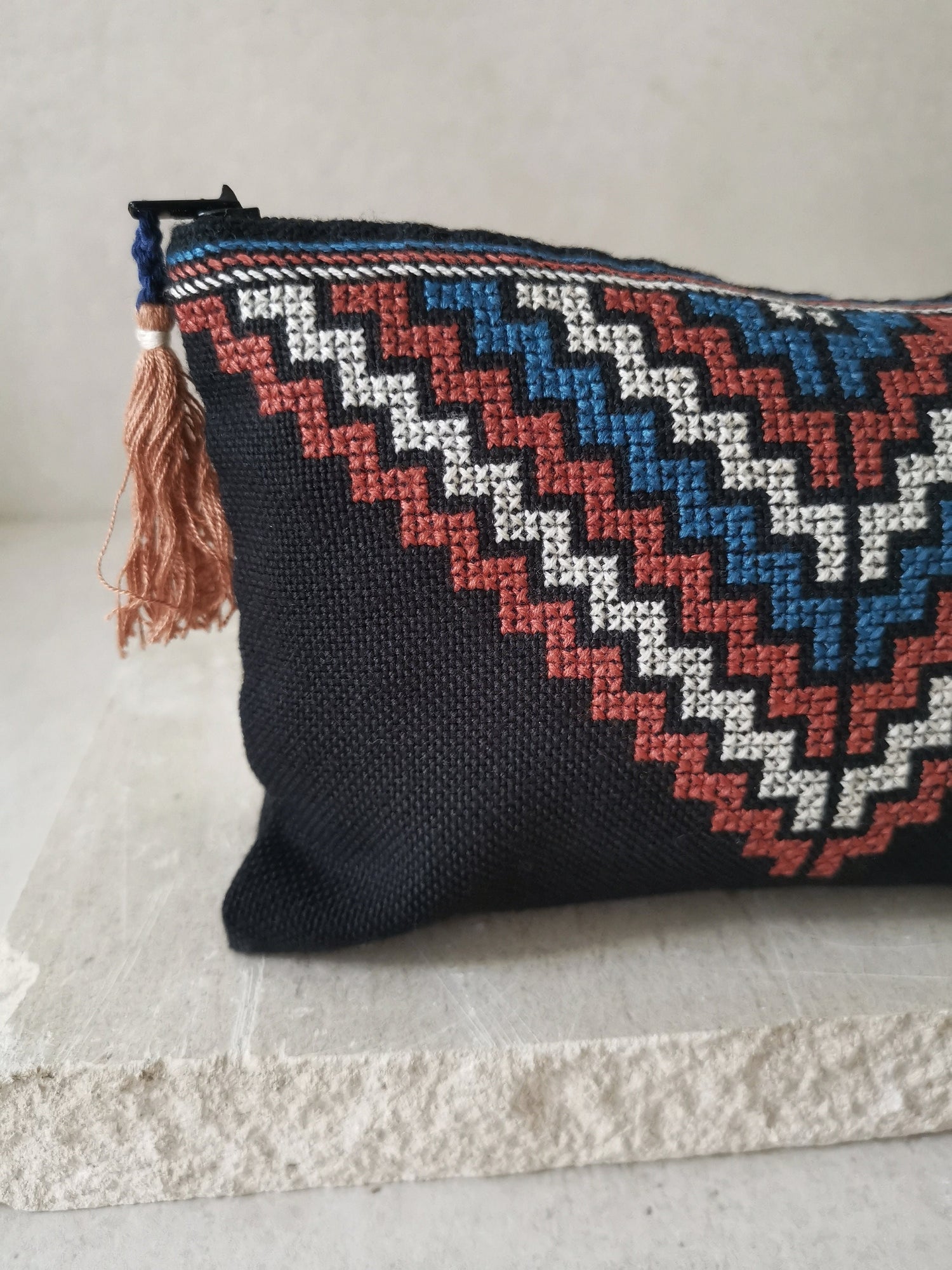 Boho makeup bag from Laos, cosmetic bag, hippie purse, wallet, handmade make-up bag