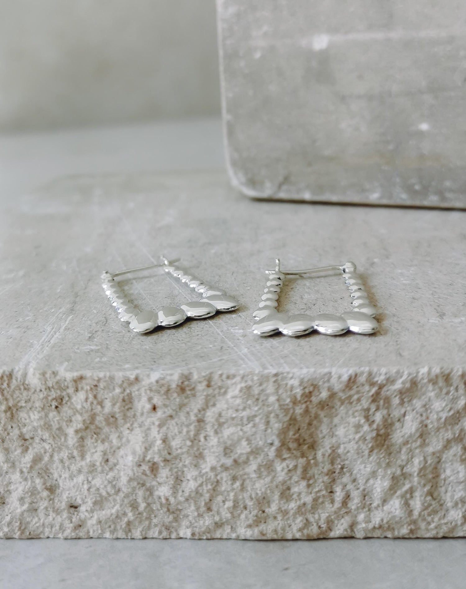 Geometric Silver 925 Earrings, Rectangular, Minimalist, Rectangular Hoop Earrings, Silver Earrings, Square Hoop Earrings