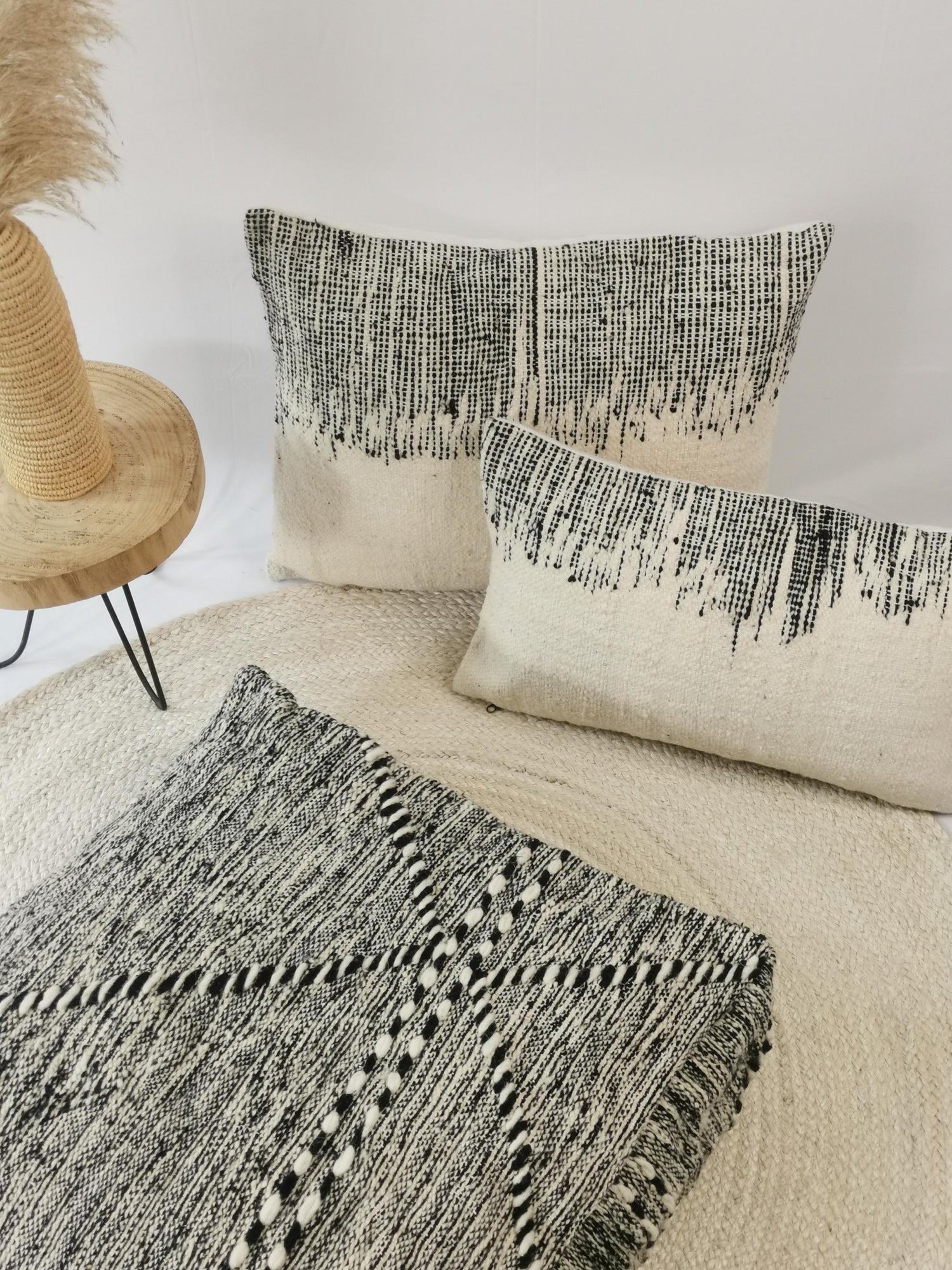 Moroccan Vintage Pouf, Berber Floor Cushion, Wool Seat Cushion, Vintage Floor Pillow, Home Decor Eclectic