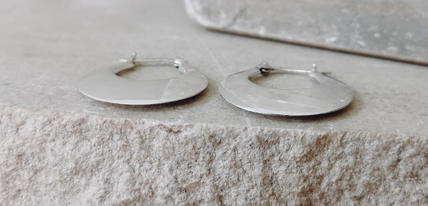 Créoles demi-lune en argent 925, Créoles en argent sterling 30 mm, Petites créoles minimalistes