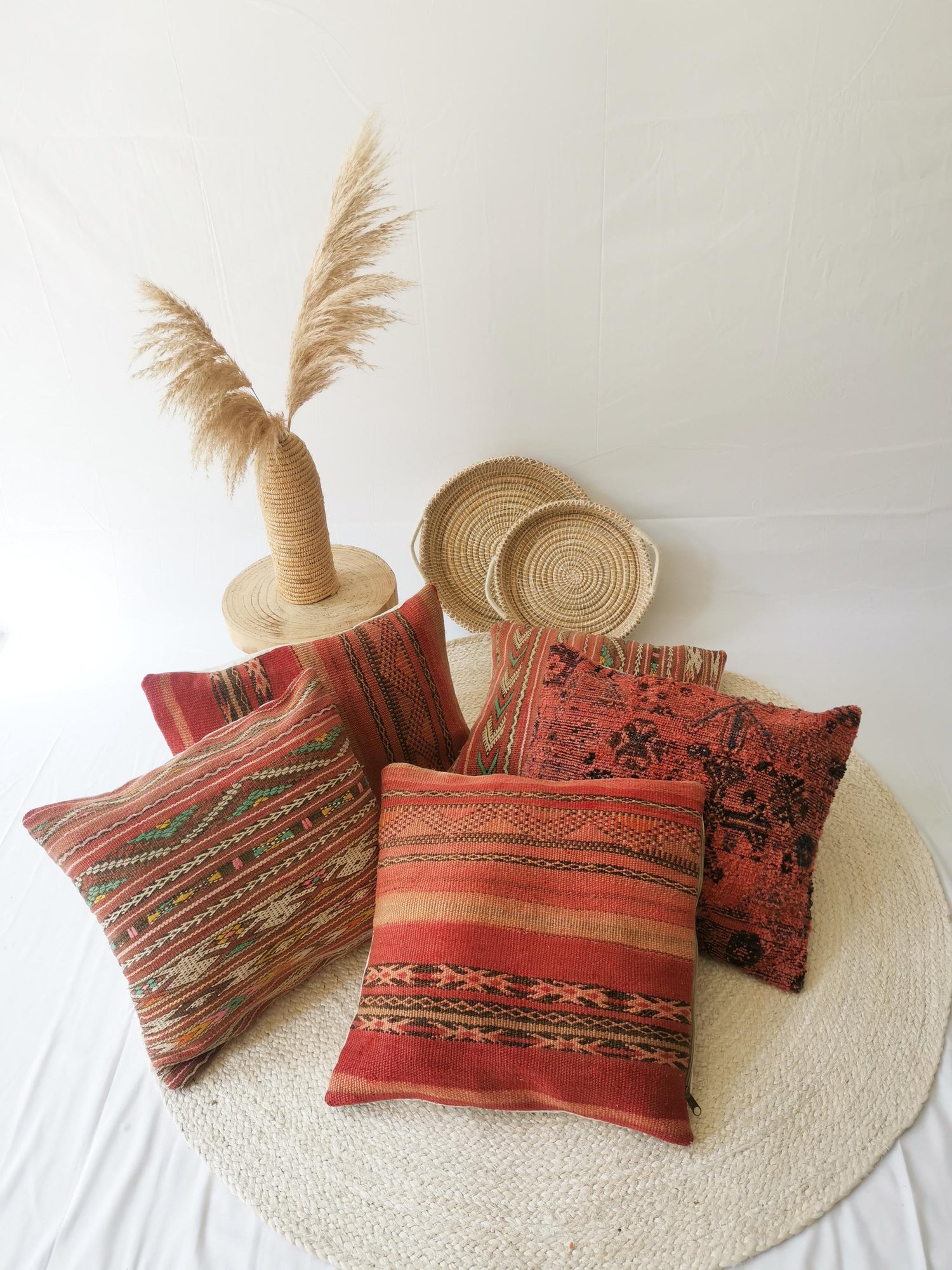 Taie d'oreiller en laine, housse de coussin vintage marocaine, coussin kilim à motif géométrique, coussin d'automne