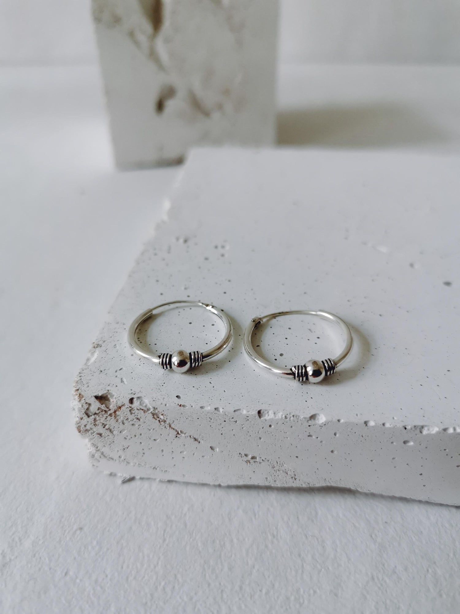 Bali hoop earrings 20mm made of 925 silver, sterling silver small hoop earrings, silver 925 boho hoop earrings