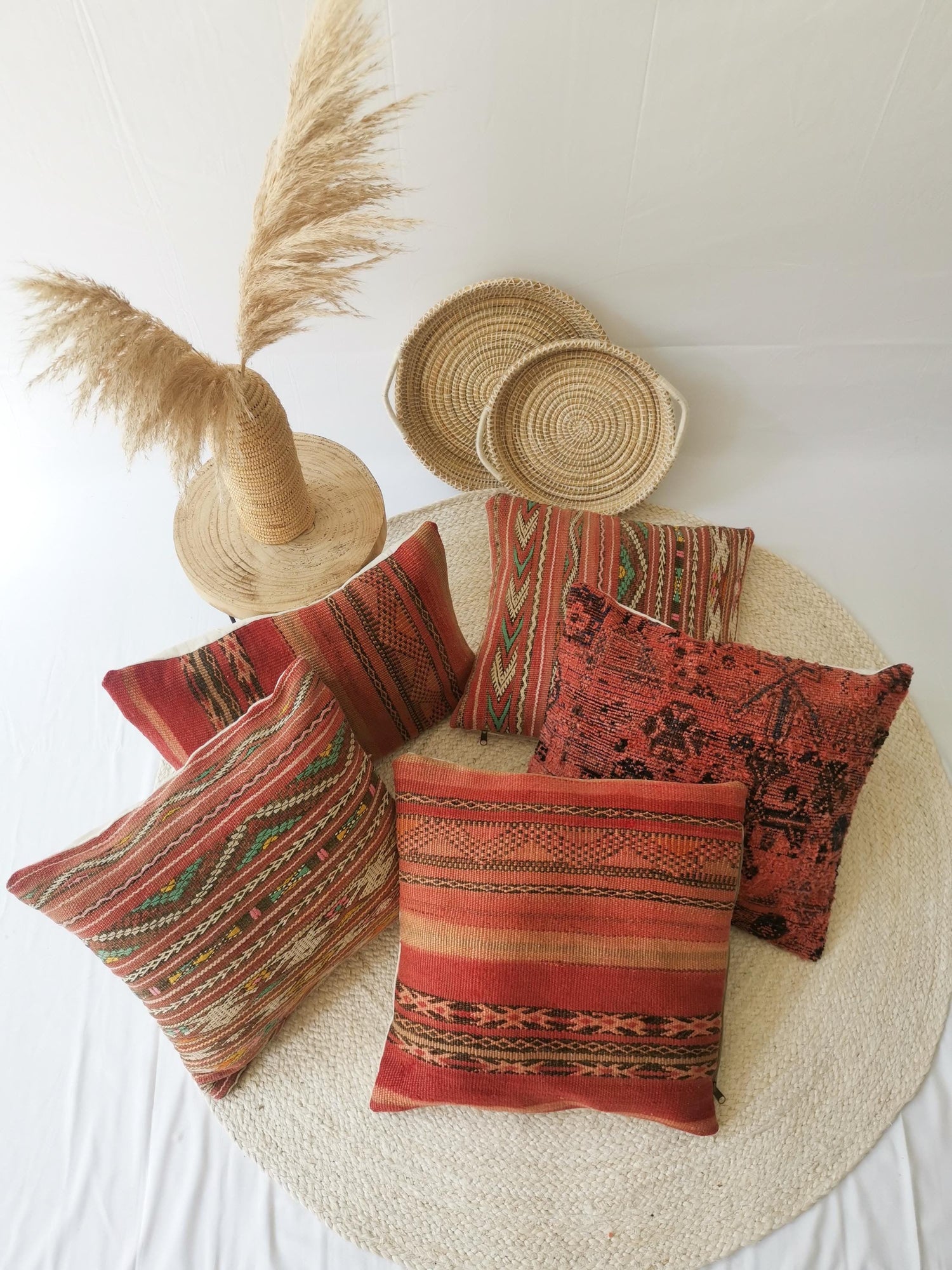 Taie d'oreiller en laine, housse de coussin vintage marocaine, coussin kilim à motif géométrique, coussin d'automne