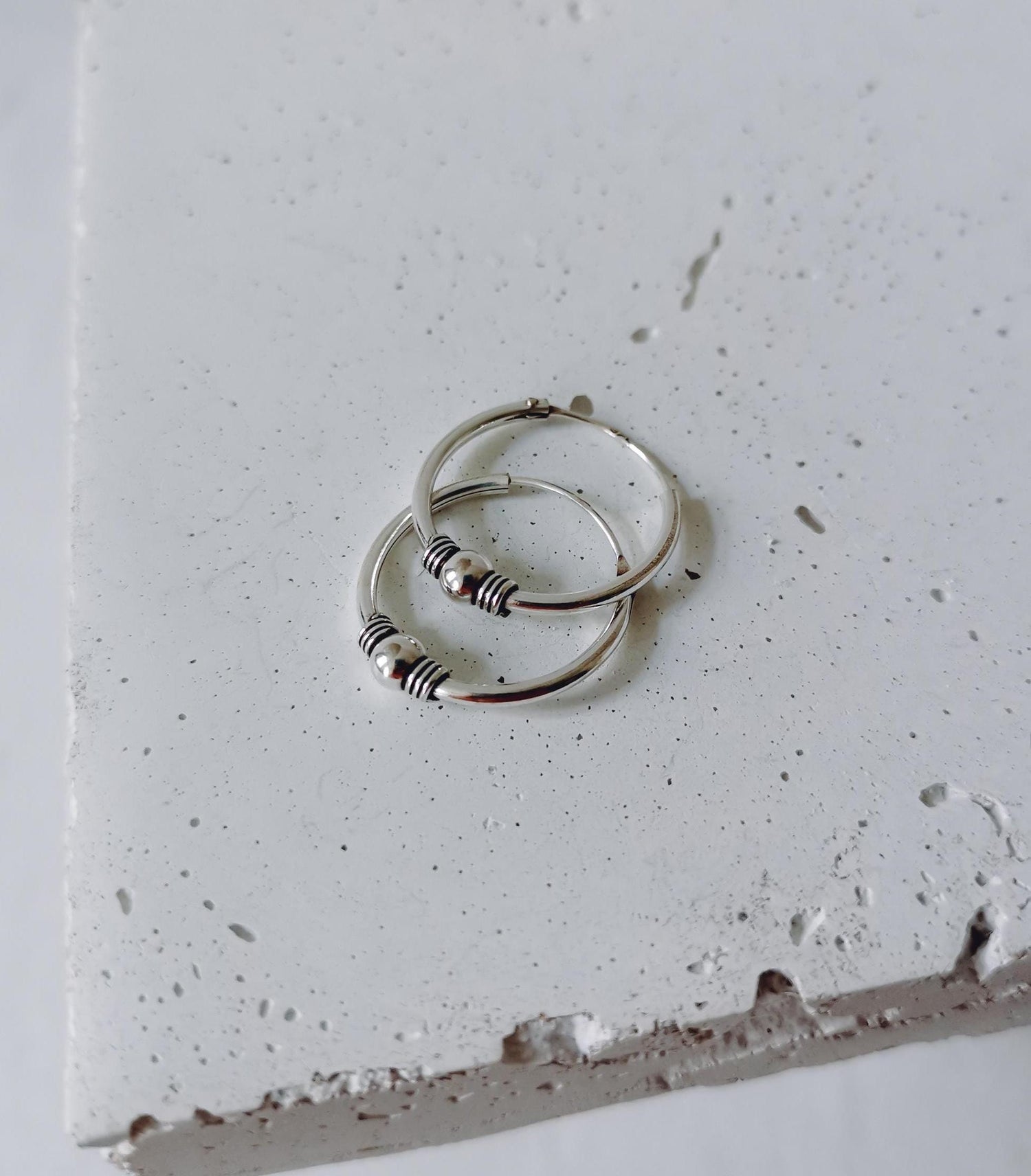 Boucles d'oreilles créoles Bali 20 mm en argent 925, petites créoles en argent sterling, créoles bohèmes en argent 925