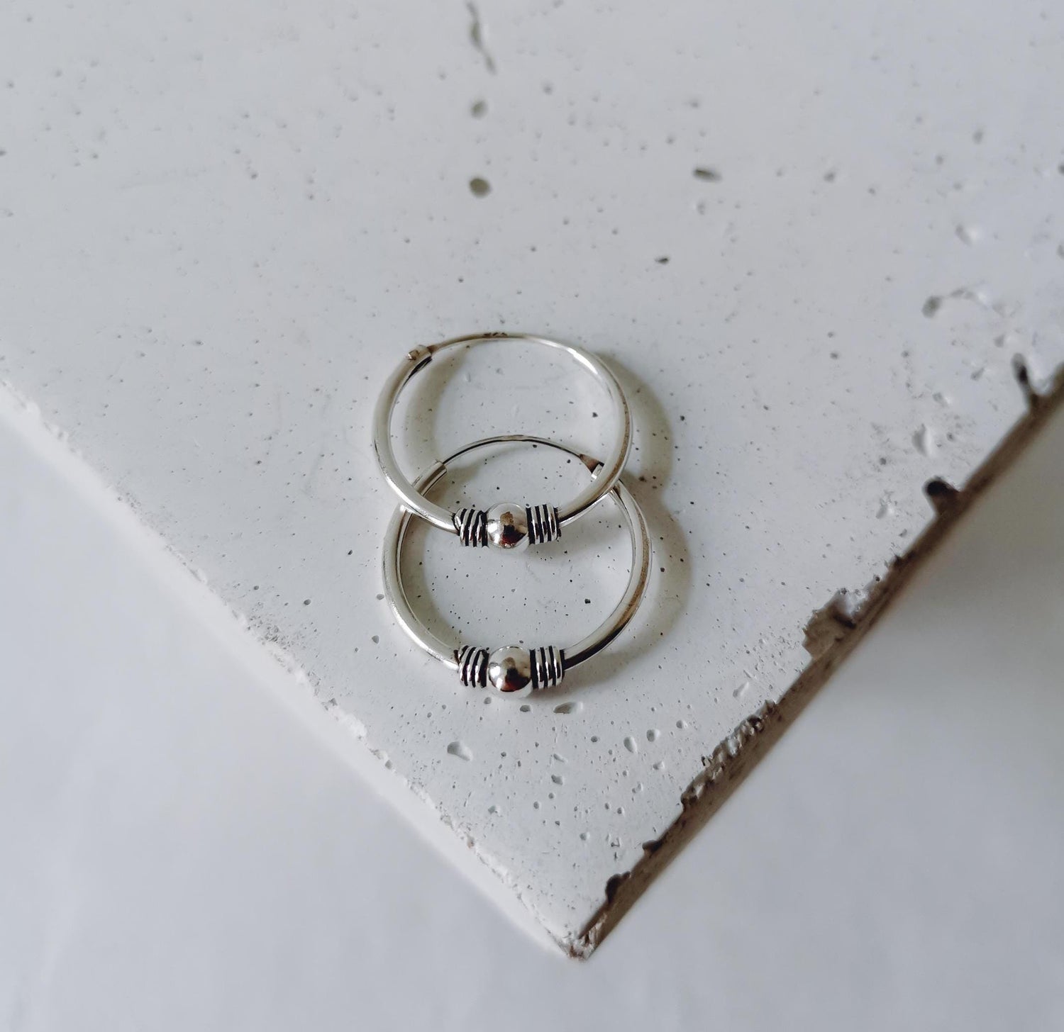 Bali hoop earrings 20mm made of 925 silver, sterling silver small hoop earrings, silver 925 boho hoop earrings