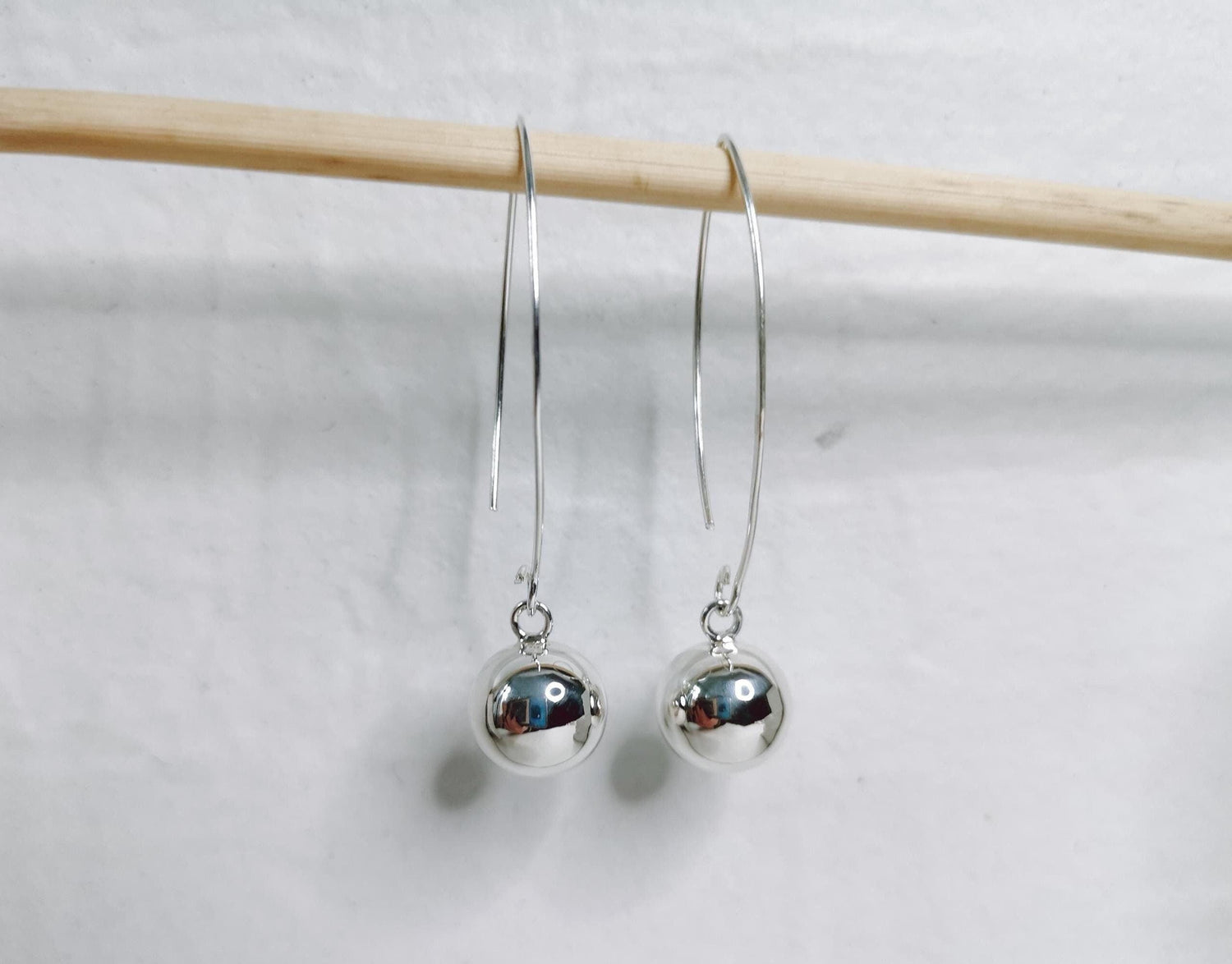Boucles d'oreilles avec breloque boule en argent 925, boucles d'oreilles longues en argent sterling, boucles d'oreilles pendantes en argent 925