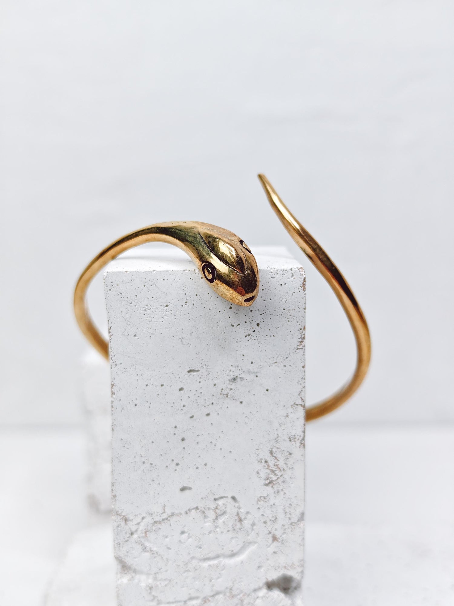 Golden adjustable snake bangle, brass snake bangle