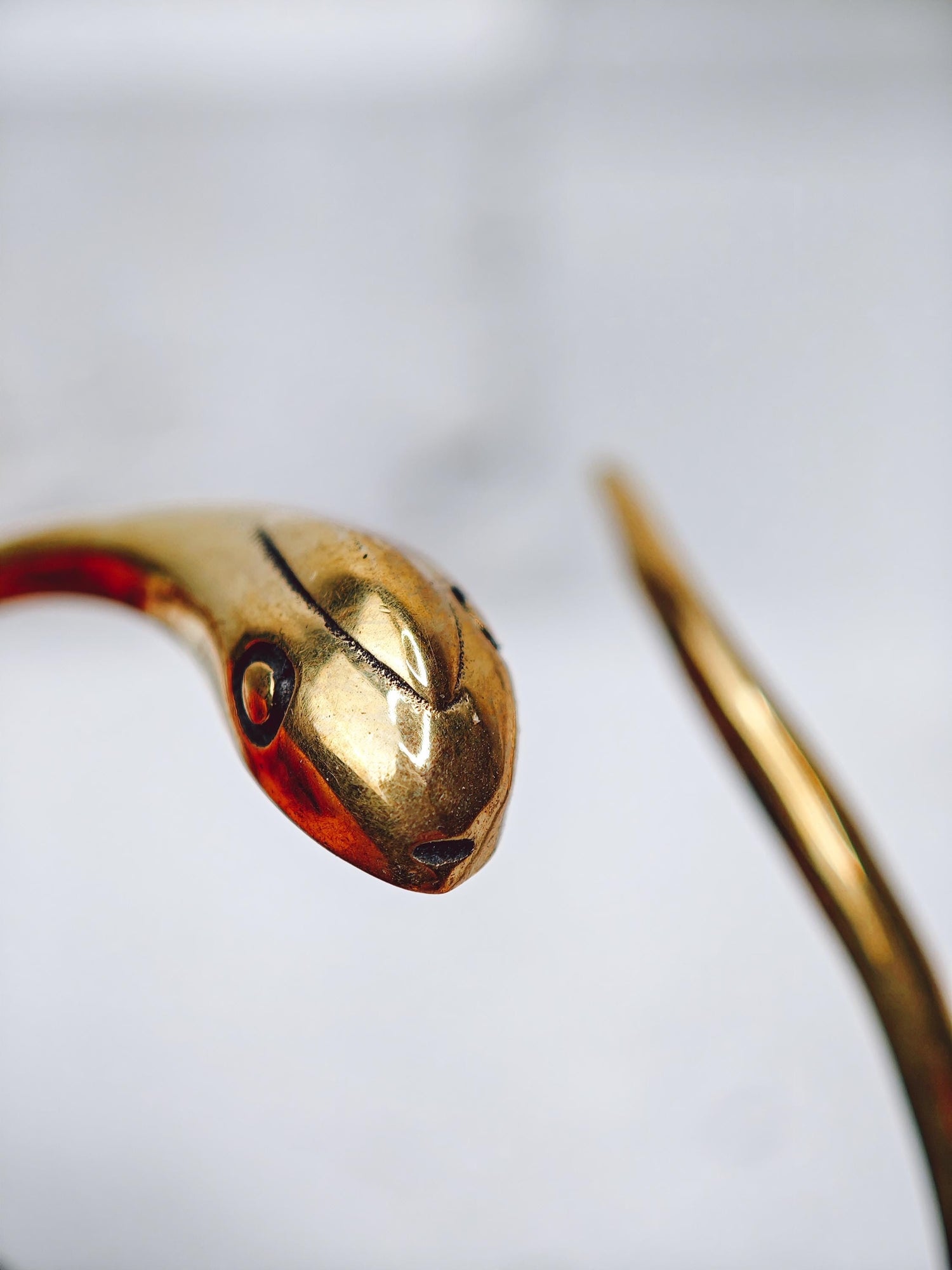 Golden adjustable snake bangle, brass snake bangle